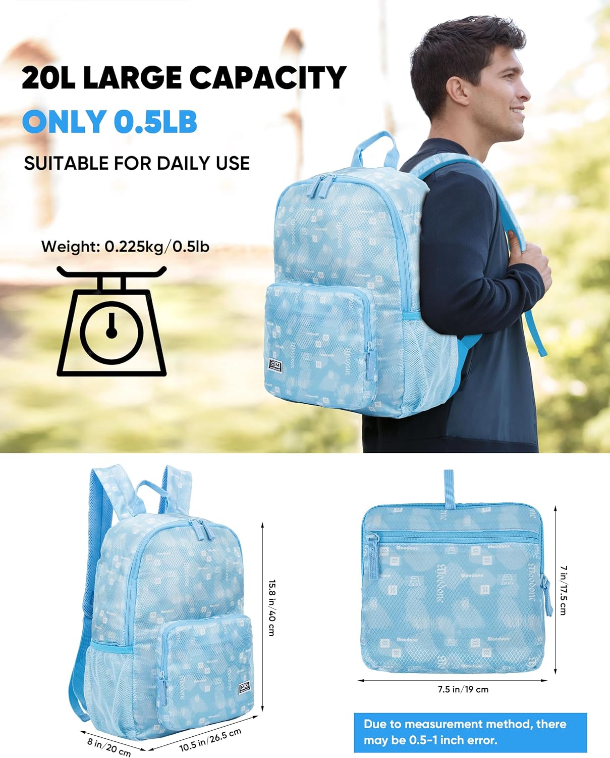 20L Waterproof Hiking Backpack - Durable Day Pack for Travel & Outdoor Activities
