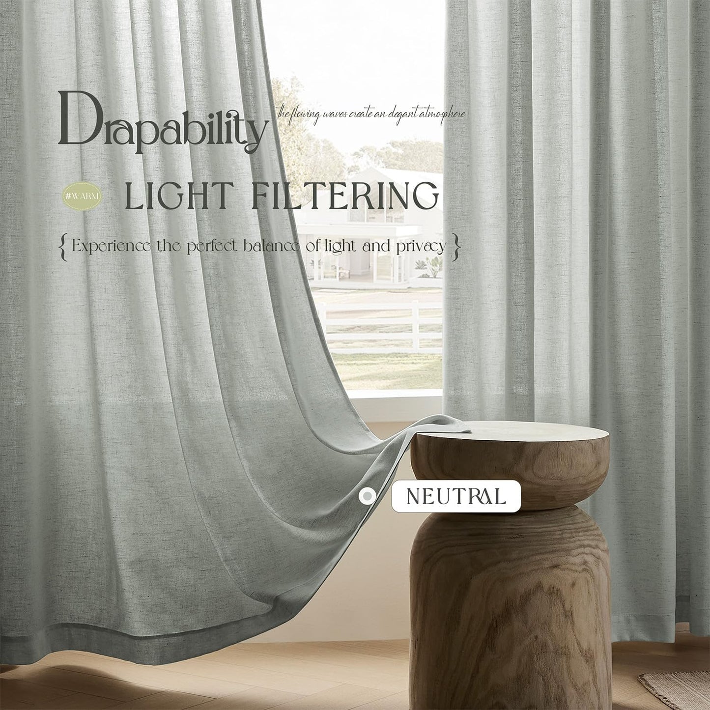 Flagstone Linen Curtains 84" Long, 2 Panels - Pinch Pleated, Light Filtering, Multiple Hanging Options for Stylish Home Decor