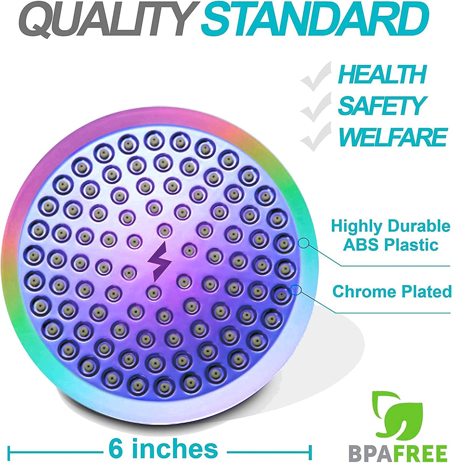 Experience Luxurious Showers with Radiant Rainbow 6 Inch High Pressure Rain Shower Head - Easy Installation & Energy Efficient
