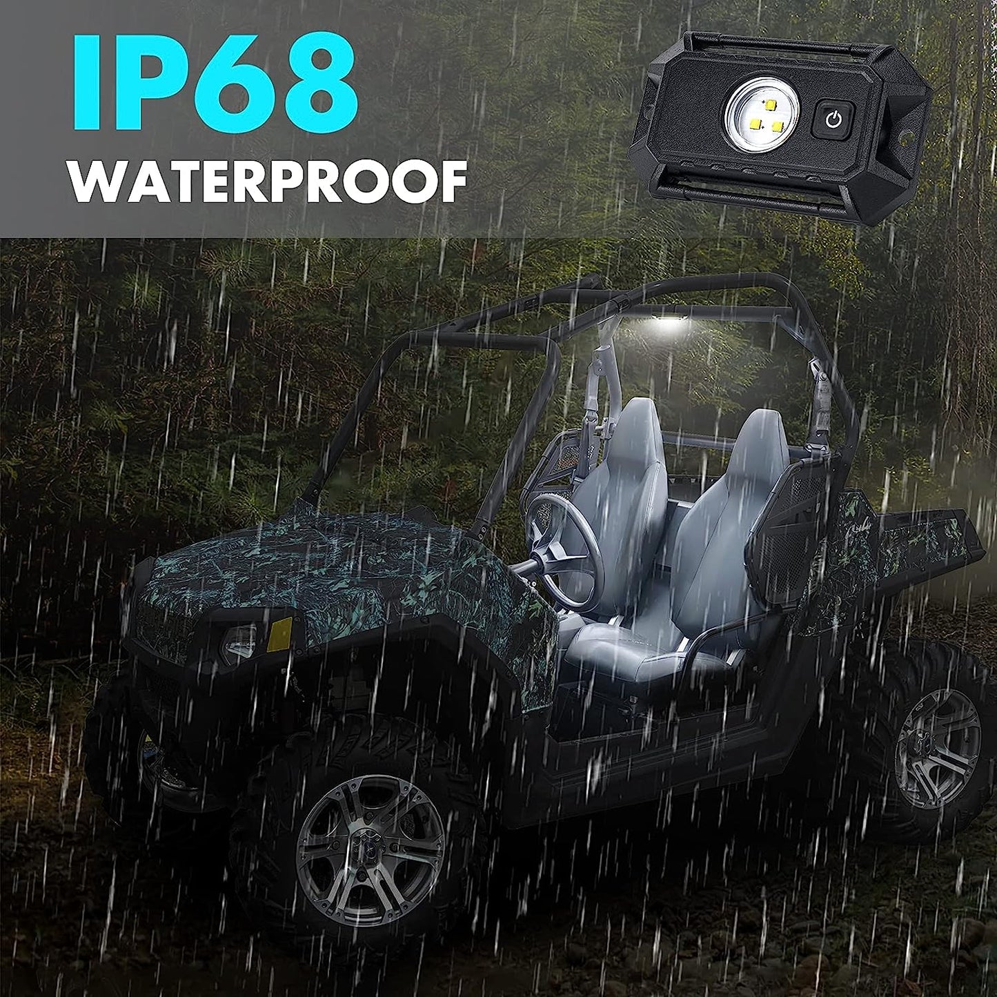 Green LED Universal UTV/ATV Roll Bar Mount Interior Dome Light