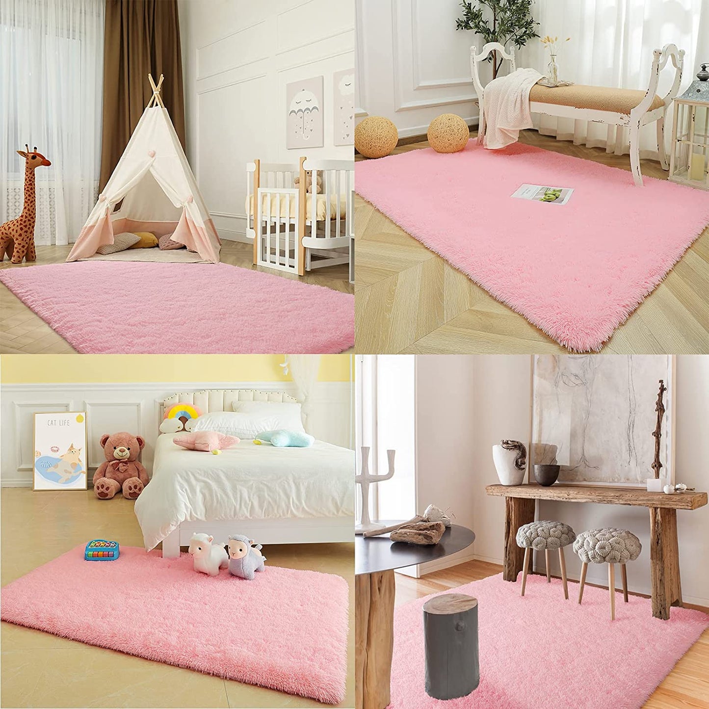 3x5 Feet Pink Soft Plush Shaggy Area Rug