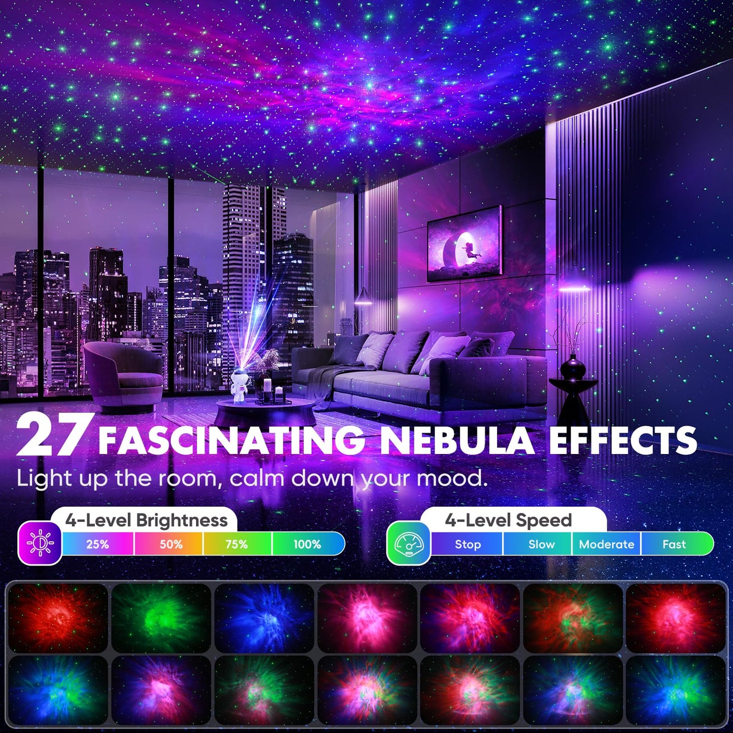 Astronaut Galaxy Star Projector - Nebula LED Night Light with Timer & Remote