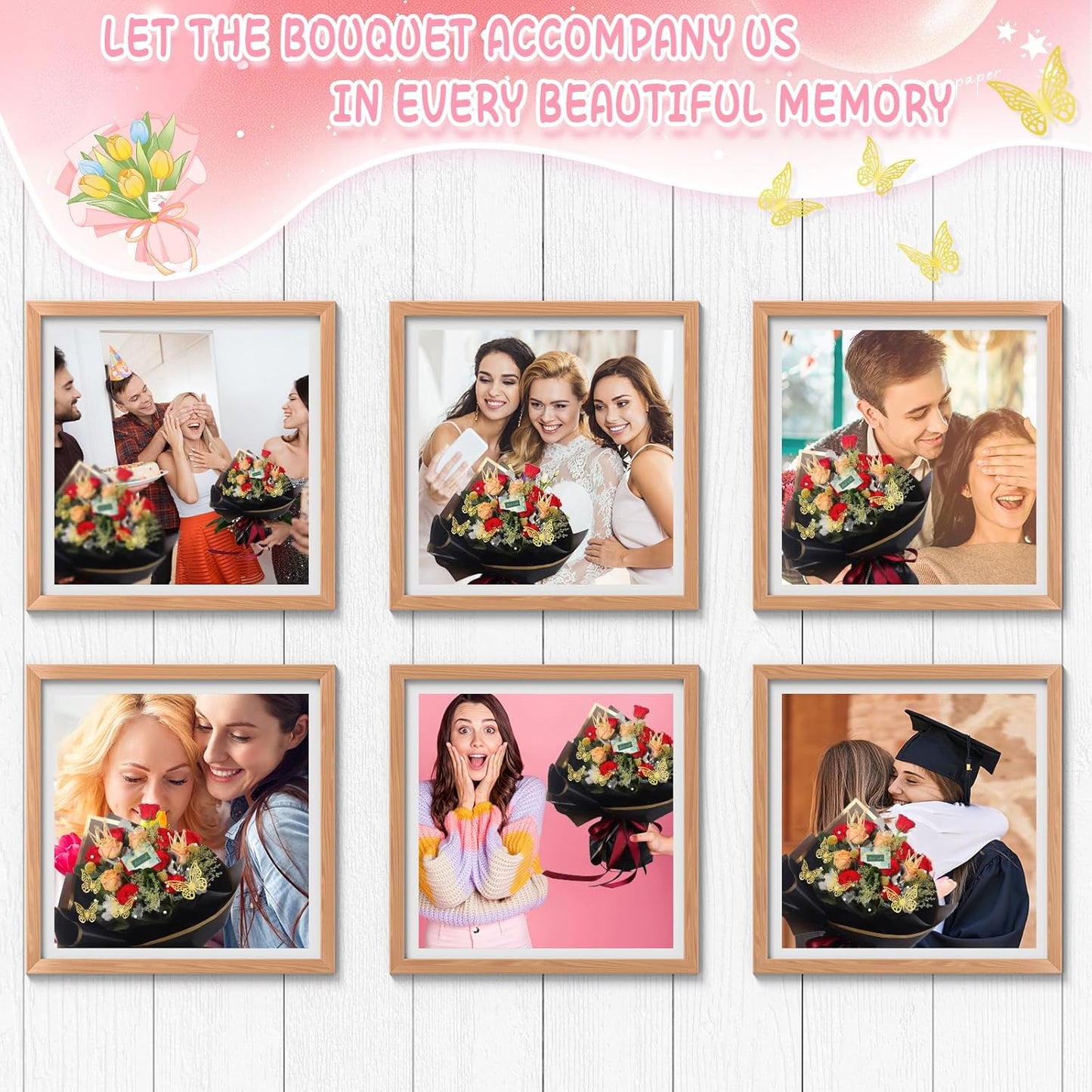 234-Piece DIY Flower Wrapping Kit: Waterproof Papers, Ribbons & 3D Butterflies
