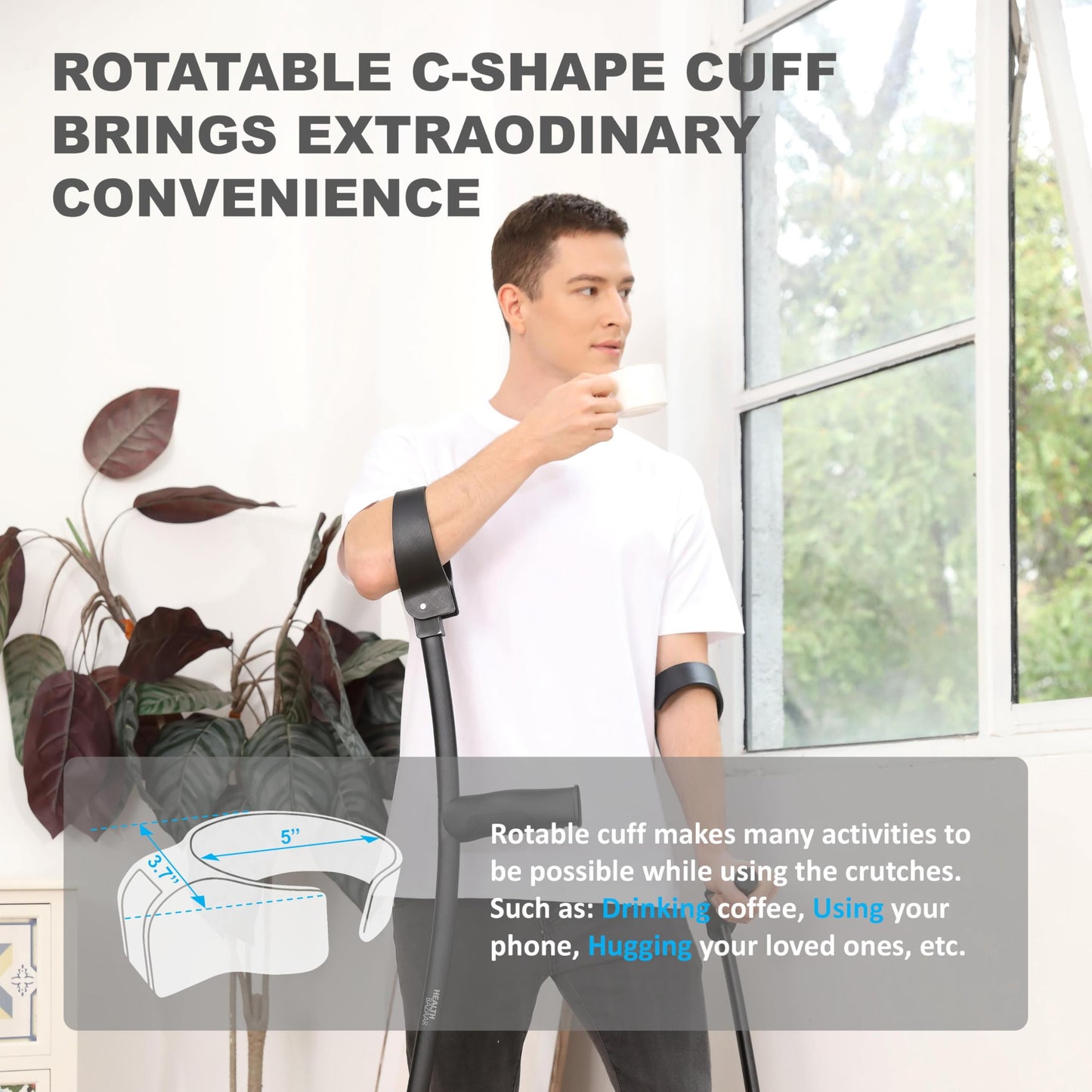 Ergonomic Foldable Forearm Crutches - Adjustable Height Walking Aid for Adults
