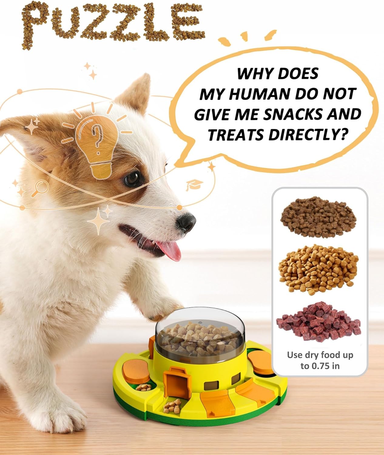 Interactive Dog Food Puzzle Feeder - Stress Relief & Slow Feeding Toy for Mental Stimulation and Activity Increase for Smart Dogs of All Breeds