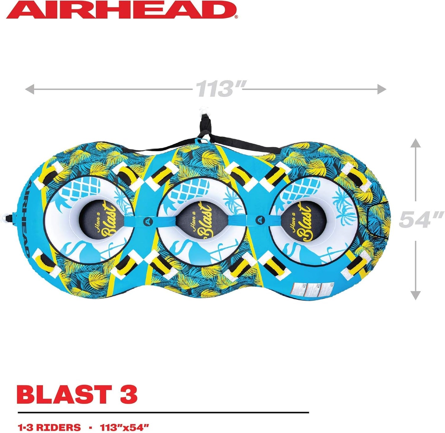 3-Rider Towable Tube with Dual Tow Points for Watersports Fun