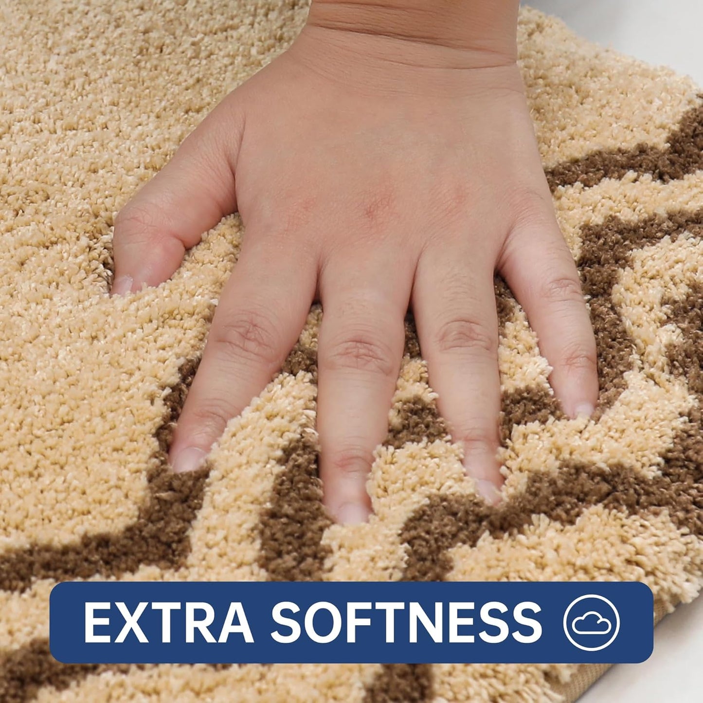 Luxurious Anti-Slip Bath Nursery Rugs - Soft Plush 100% Polyester, Water Absorbent (17x24 inches, Beige)