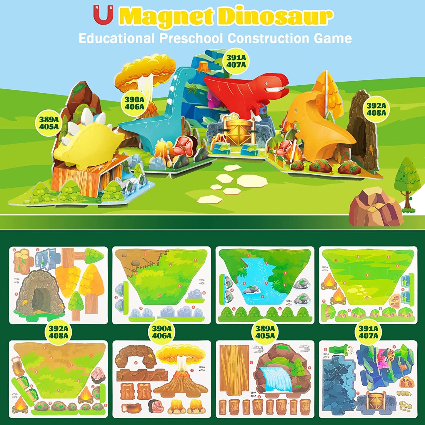 3D Magnetic Dinosaurs Toy Play Set for Toddlers Learning & Development