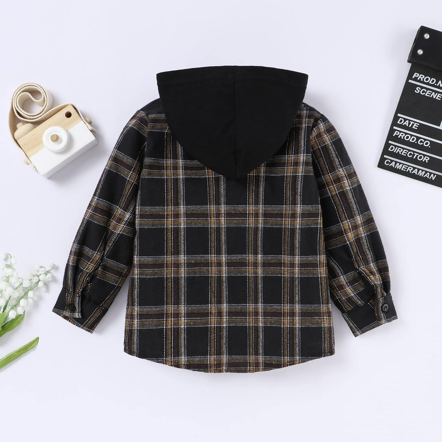 Toddler Baby Boy Girls Plaid Flannel Hooded Top, Long Sleeve, Sizes 18-24 Months