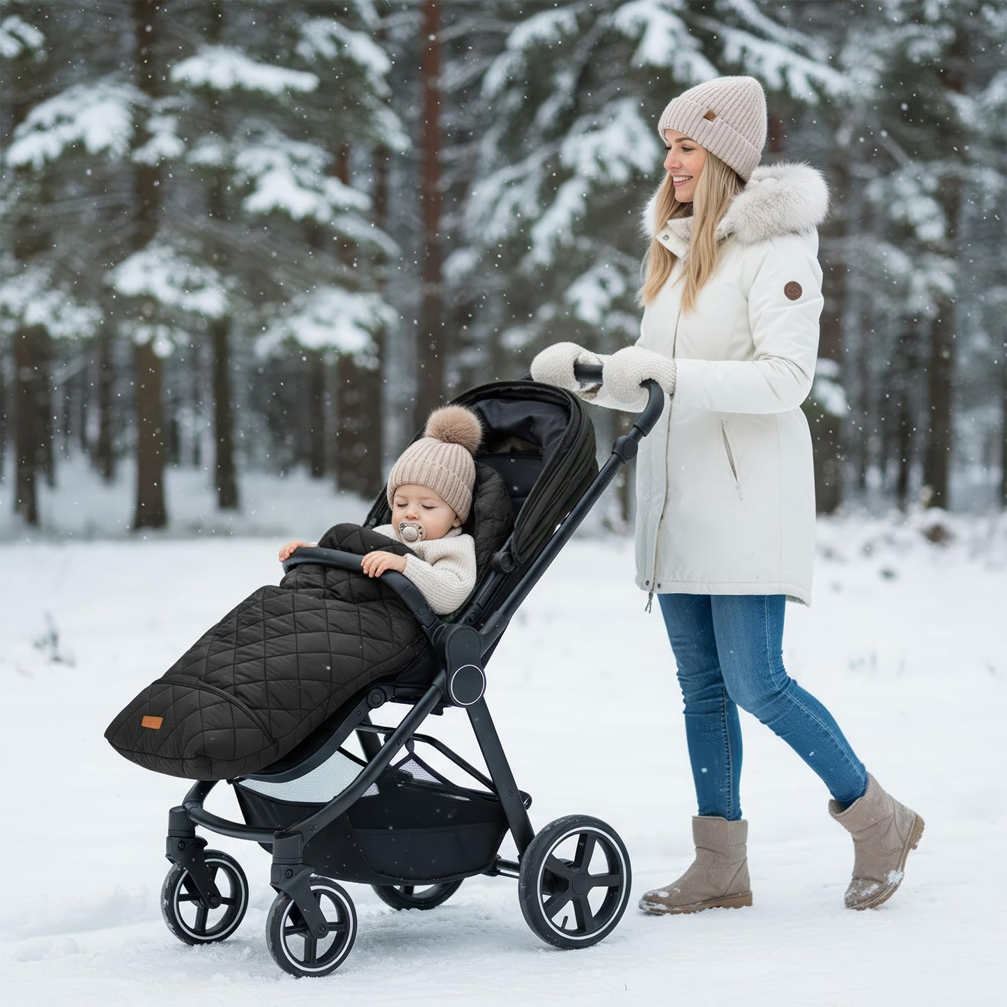 Waterproof Winter Stroller Cover and Baby Bunting Bag with Soft Fleece Lining - Universal Fit Footmuff for Rain, Wind, and Snow