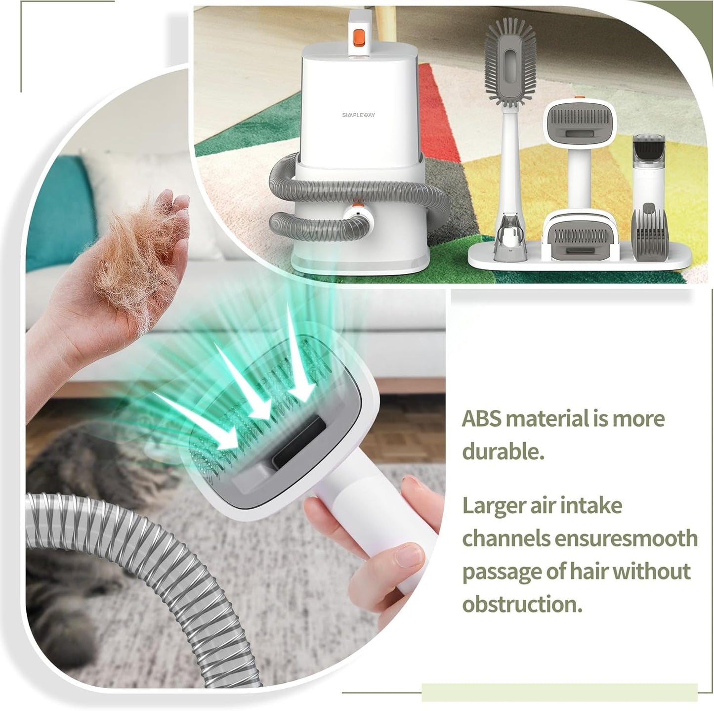 Portable Pet Grooming Vacuum with Powerful Suction & Specialized Tools