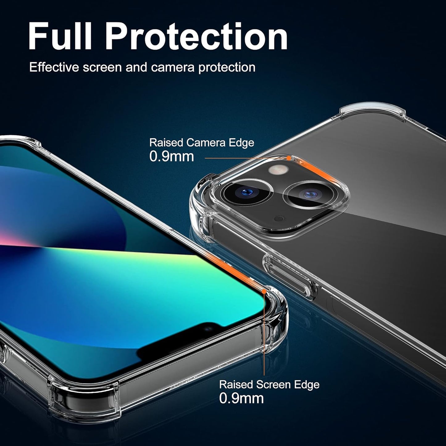 iPhone 13 Clear Case, Shockproof Protective Cover for 6.1" Screen - Full Access to Buttons & Ports