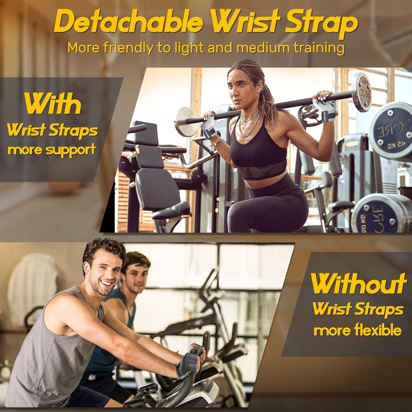 Workout Gloves for Men & Women - Padded Design, Wrist Support & Storage Bag