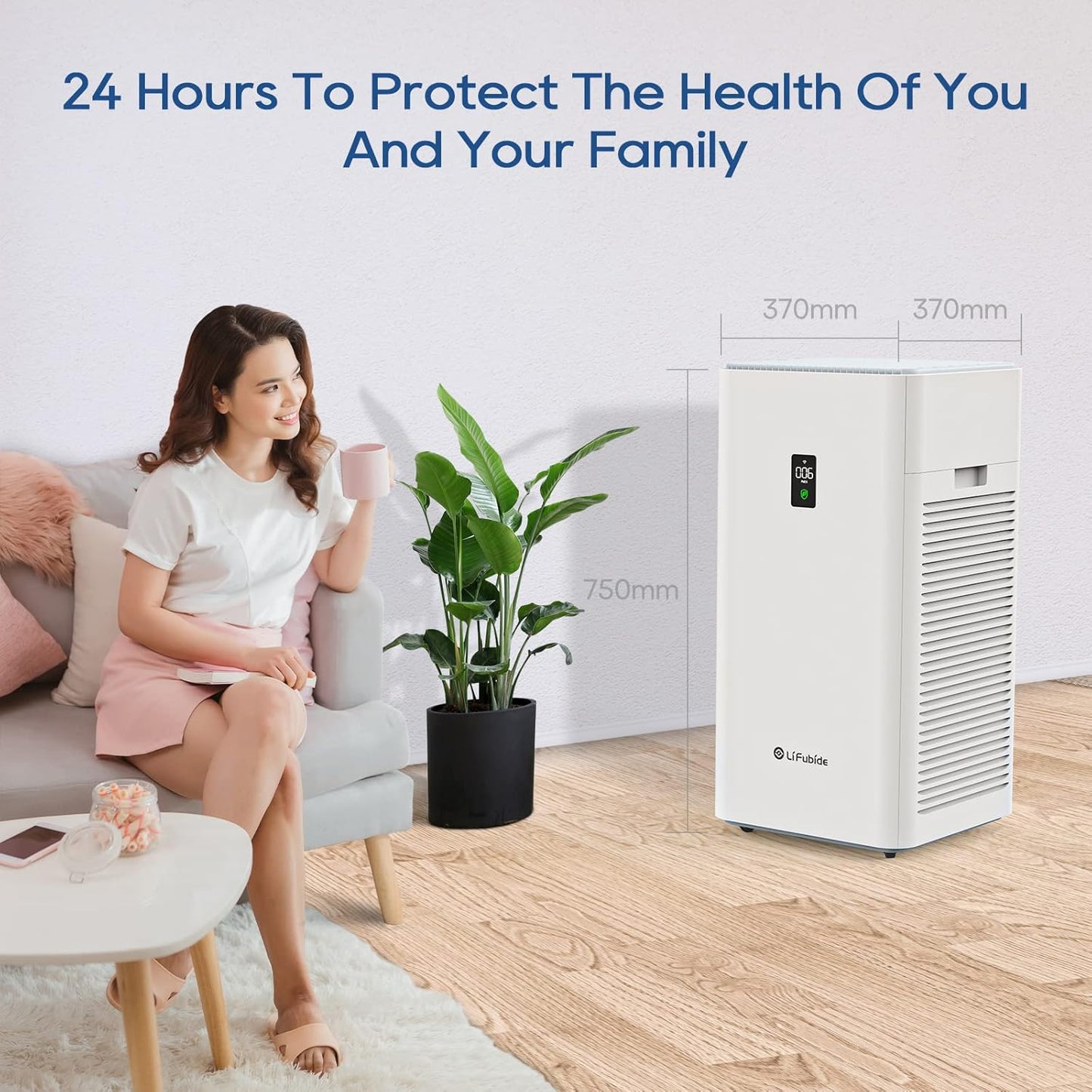 Lifubide Y1000 Air Purifier - H13 HEPA, Quiet Operation, 4555 Sq.Ft Coverage