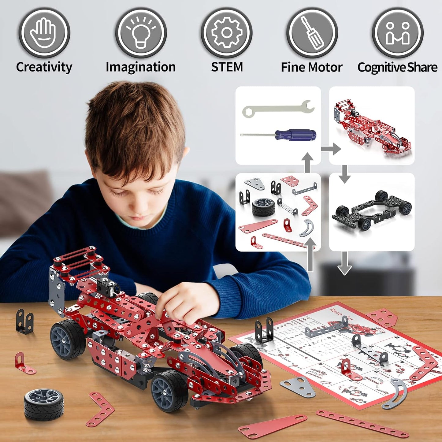 Engage Kids in STEM Learning with 287-Piece Car Building Kit for Ages 8-12: A Perfect Educational Toy for Aspiring Engineers
