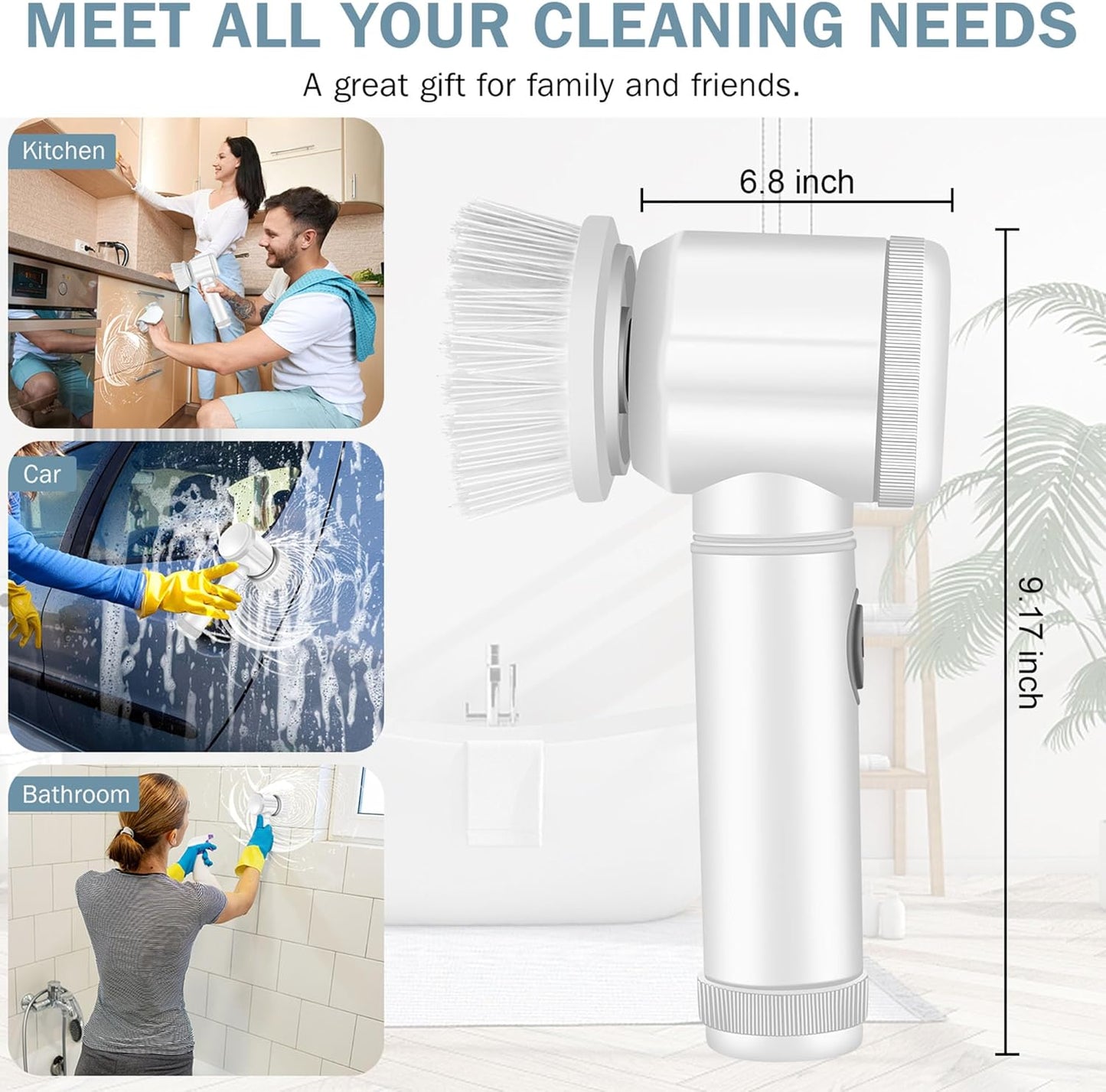 Cordless Electric Spin Scrubber with 5 Replaceable Heads: Ideal for Tub, Shower, Tile, and Floor Cleaning