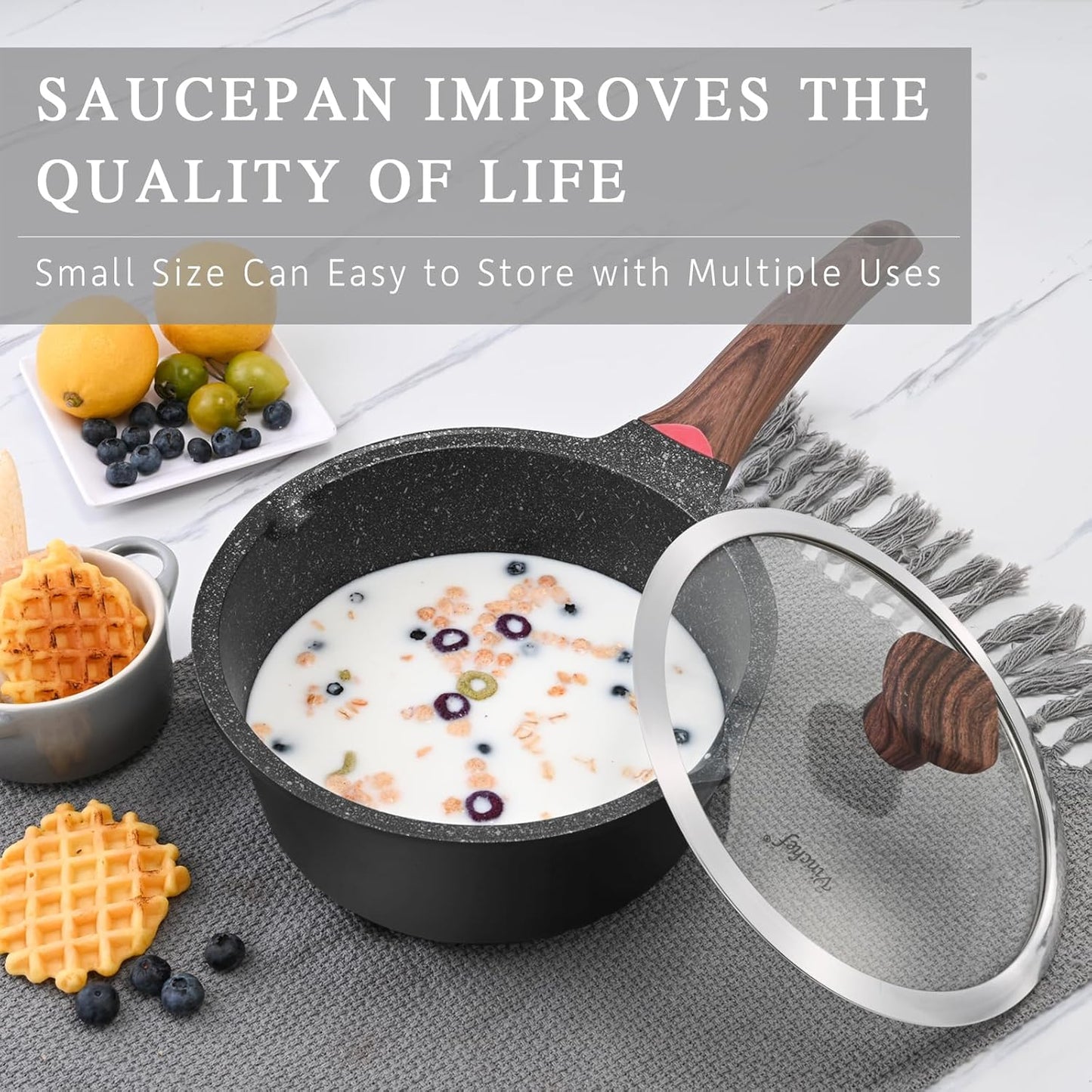 Nonstick 3QT Saucepan with Cool Handle & Lid - Perfect for Any Kitchen