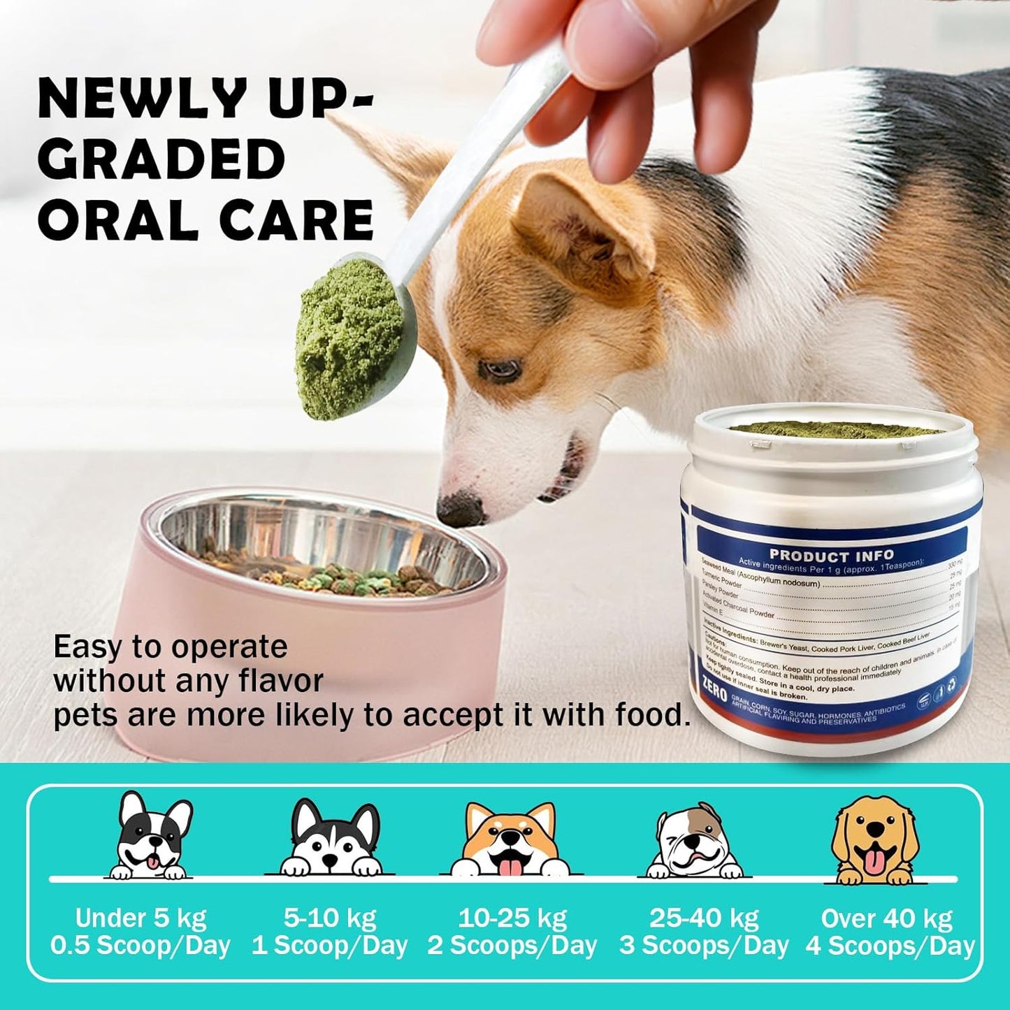 Herbal Dental Care Powder for Dogs & Cats, Breath Freshening, Plaque & Tartar Control, 45g