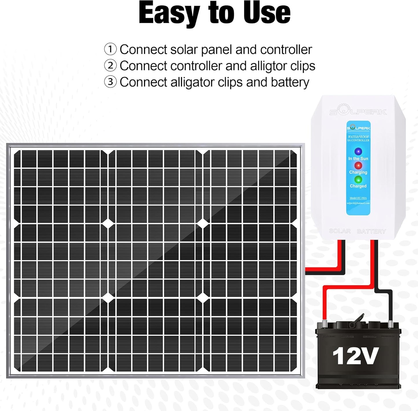 High-Efficiency 50W 12V Monocrystalline Solar Panel Charger for Outdoor Use