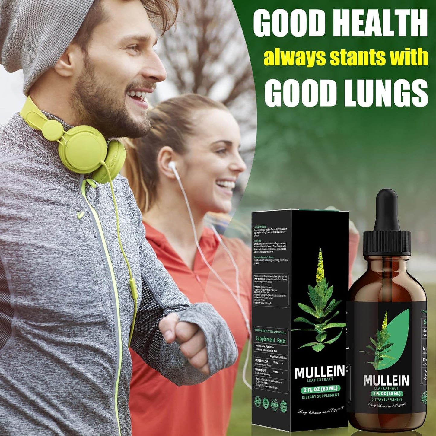 Mullein Leaf Extract for Healthy Breathing - Natural Supplement for Lung Cleanse & Respiratory Function - 60ml