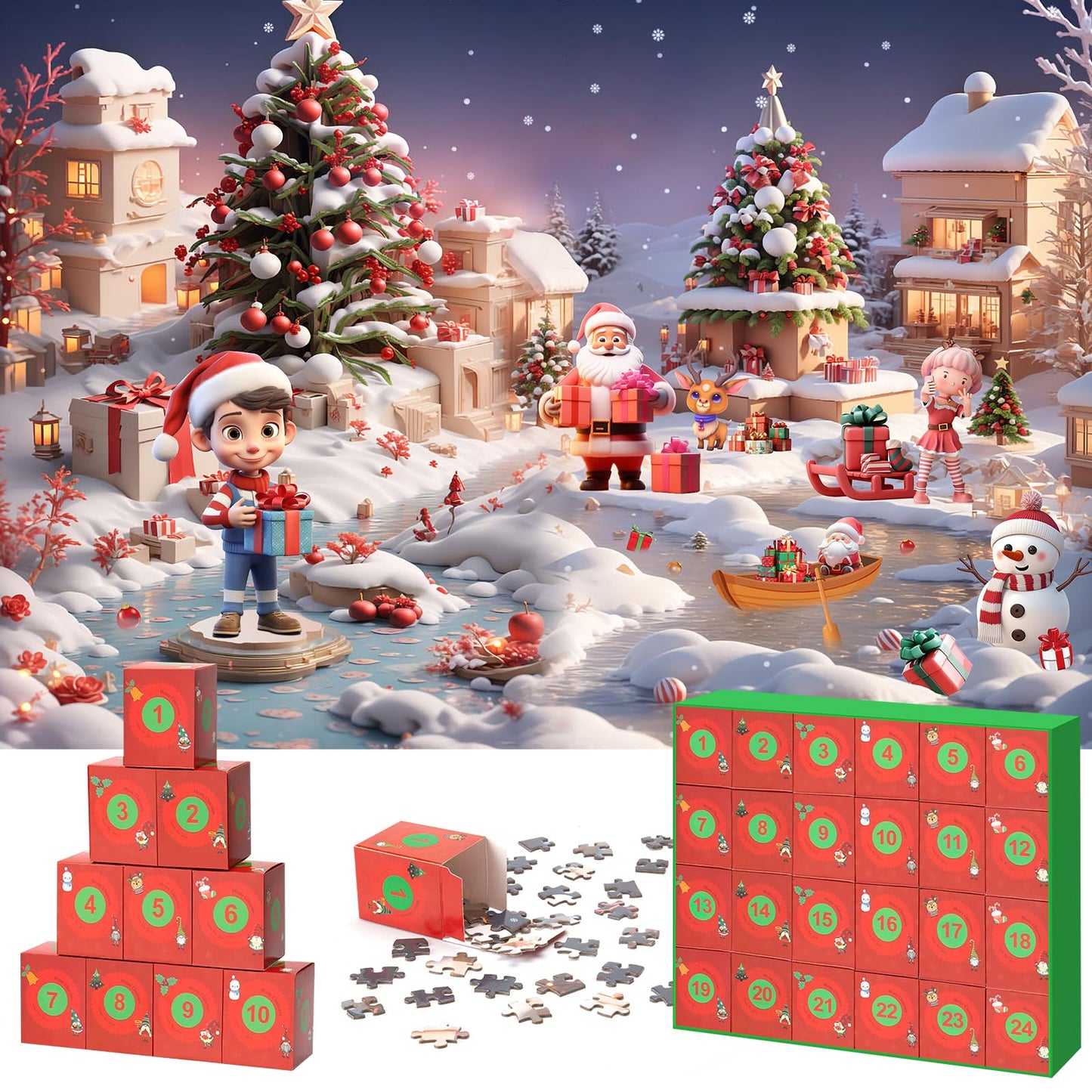 Christmas Advent Calendar Jigsaw Puzzle - Lake Scene - 1008 Pieces
