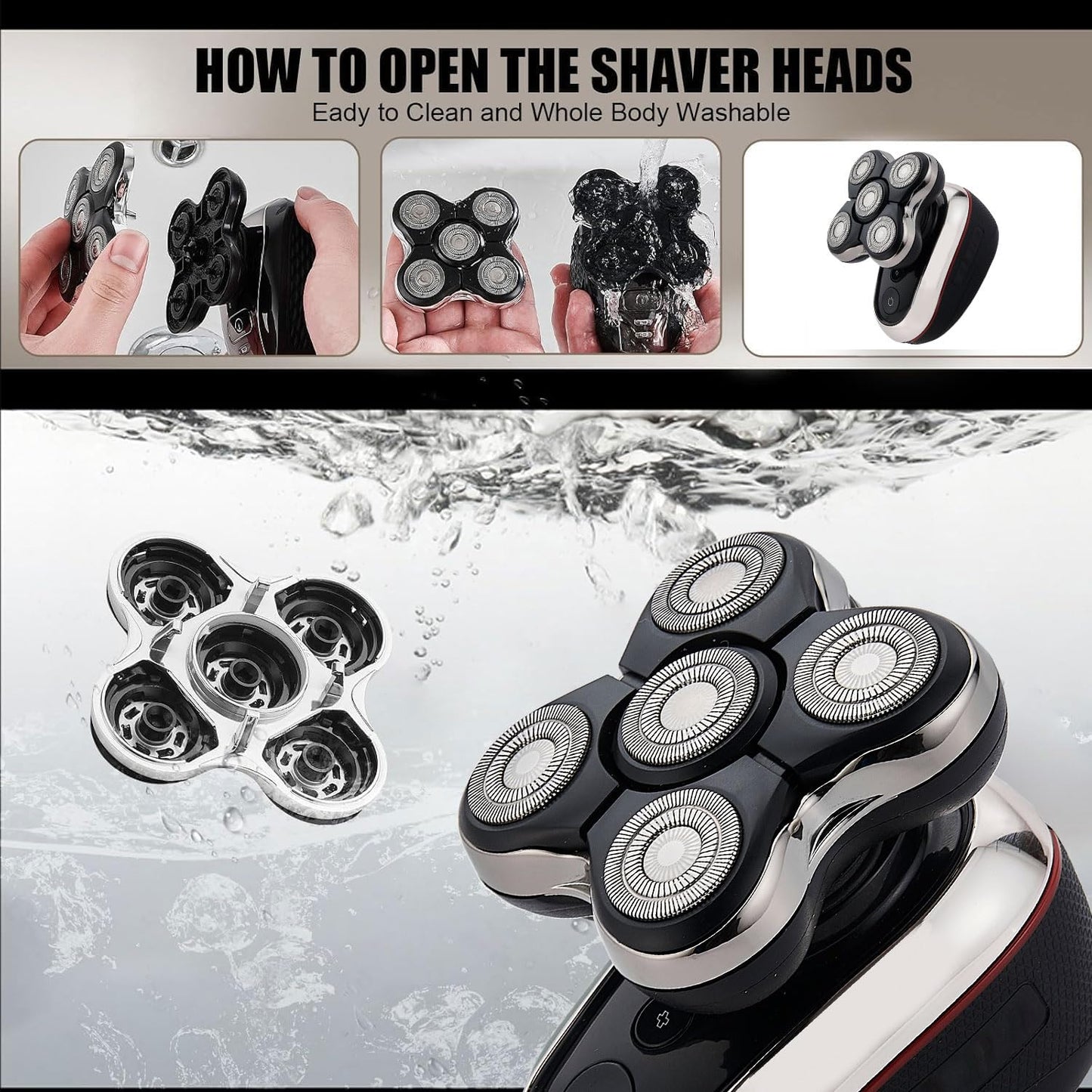 1 Pack Head Shaver Replacement Blades for Balder Pro XR7120, 5 Dual Track Rotary Heads, Precision Electric Shaving for Bald Men, Not for XR7000