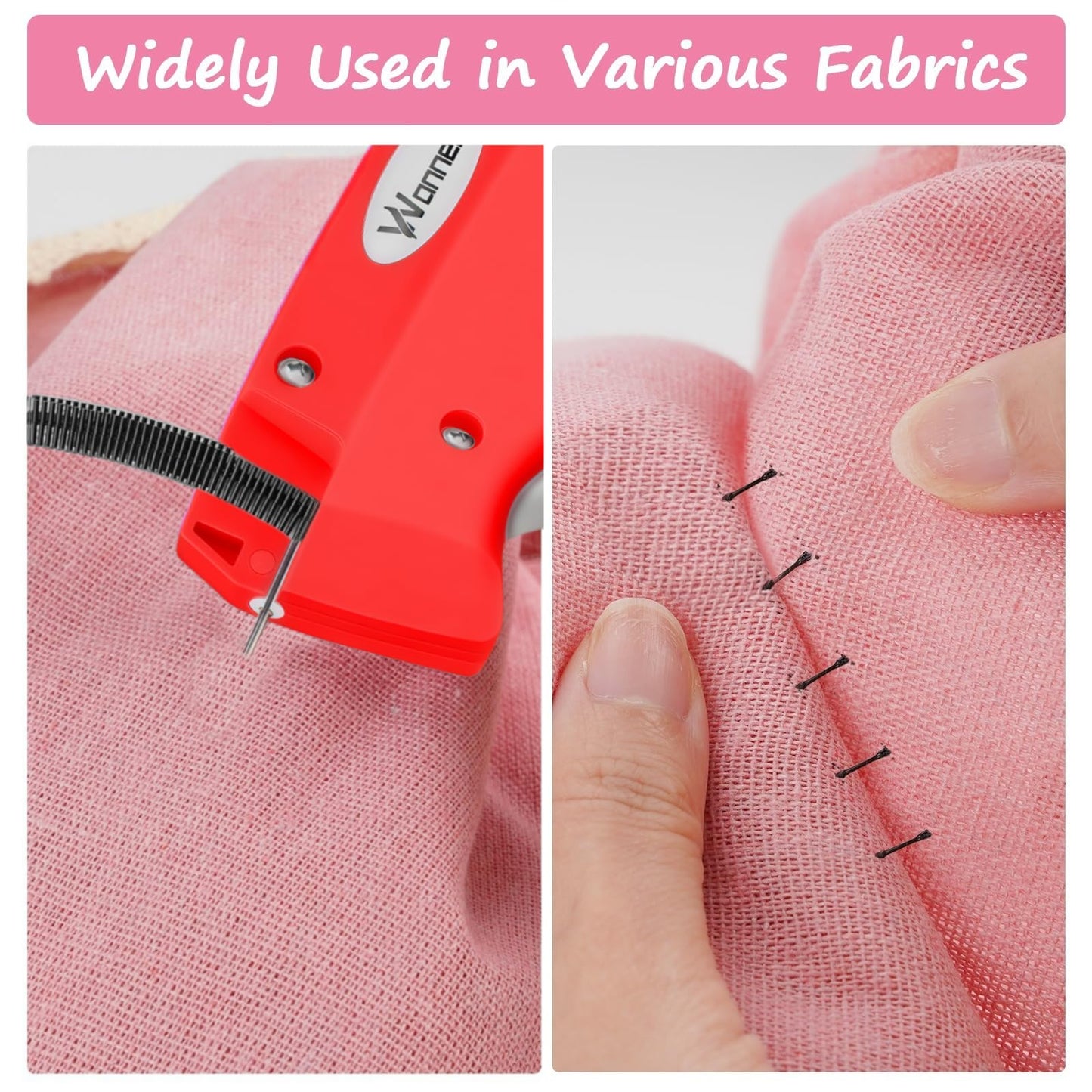 Quick Clothing Fixer Stitch Gun Kit with 2000 Fasteners and 6 Needles - Red and Floral White