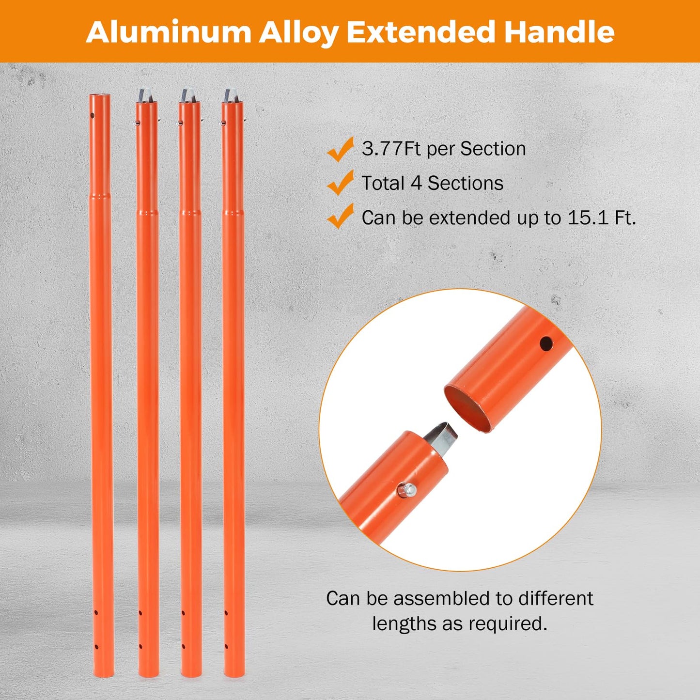 Bull Float Concrete Finishing Tool Kit - 48" x 12" Stainless Steel Trowel with 181" (459.7 cm) Adjustable Extension Handle and Heavy Duty Aluminum Rods