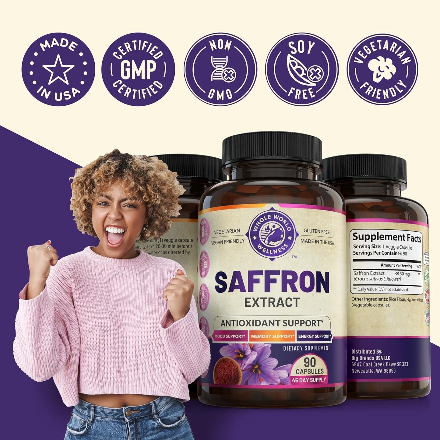 Boost Your Health with 100% Pure Saffron Extract: Supports Mood, Memory, Digestion, and Eye Health
