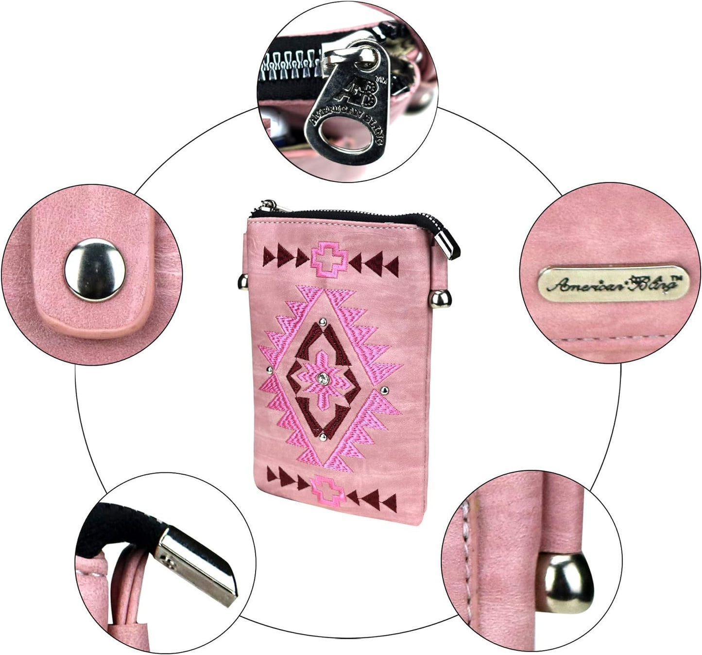 Trendy Pink Fringe Crossbody Purse for Women: Western Vegan Leather Cell Phone Bag