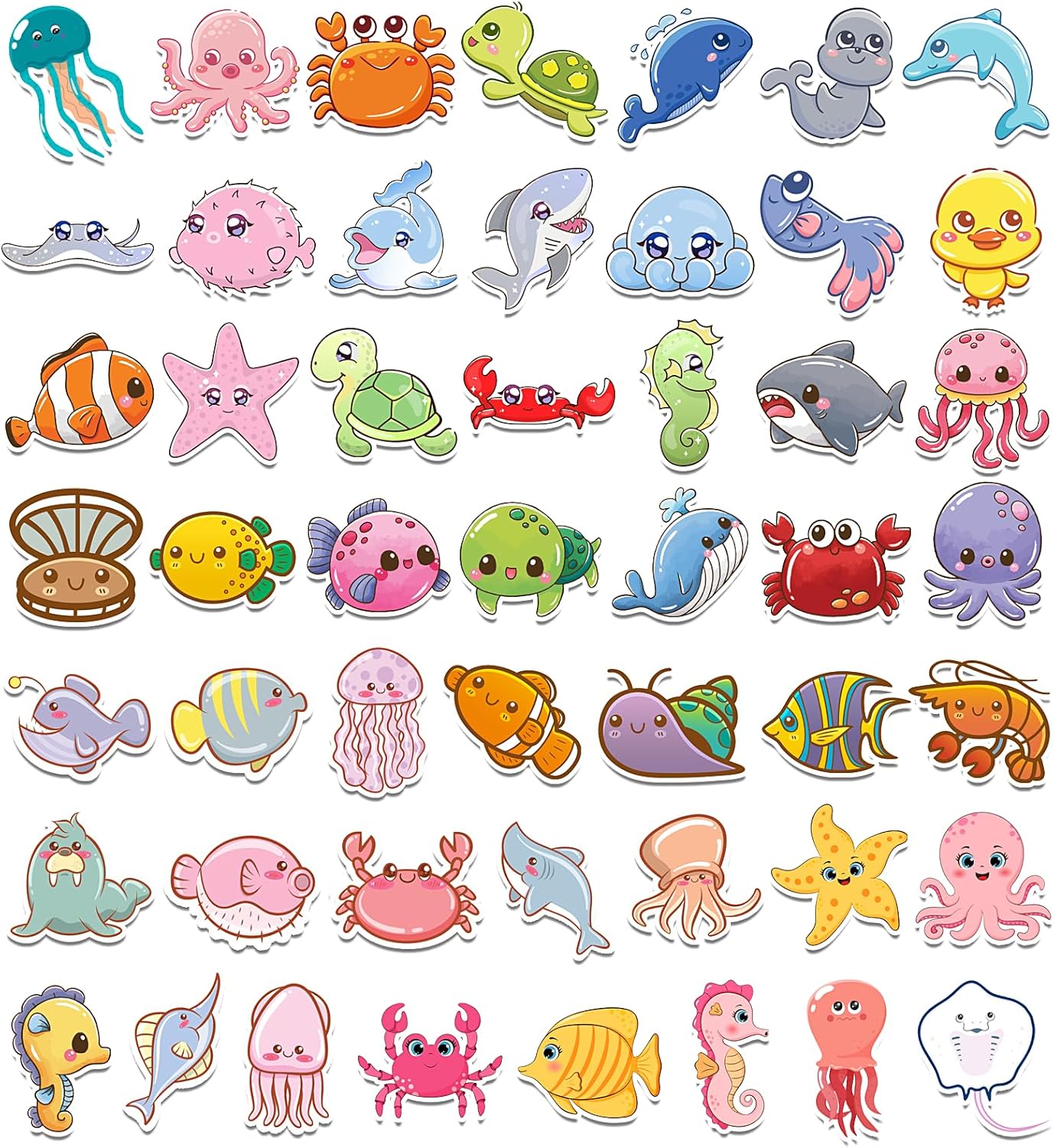 100 PCS Ocean-Themed Kids Stickers: Perfect for Water Bottles & Crafts, Ideal Gifts for Ages 3-12