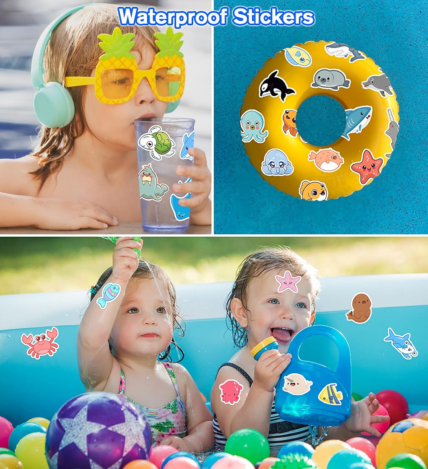100 PCS Ocean-Themed Kids Stickers: Perfect for Water Bottles & Crafts, Ideal Gifts for Ages 3-12