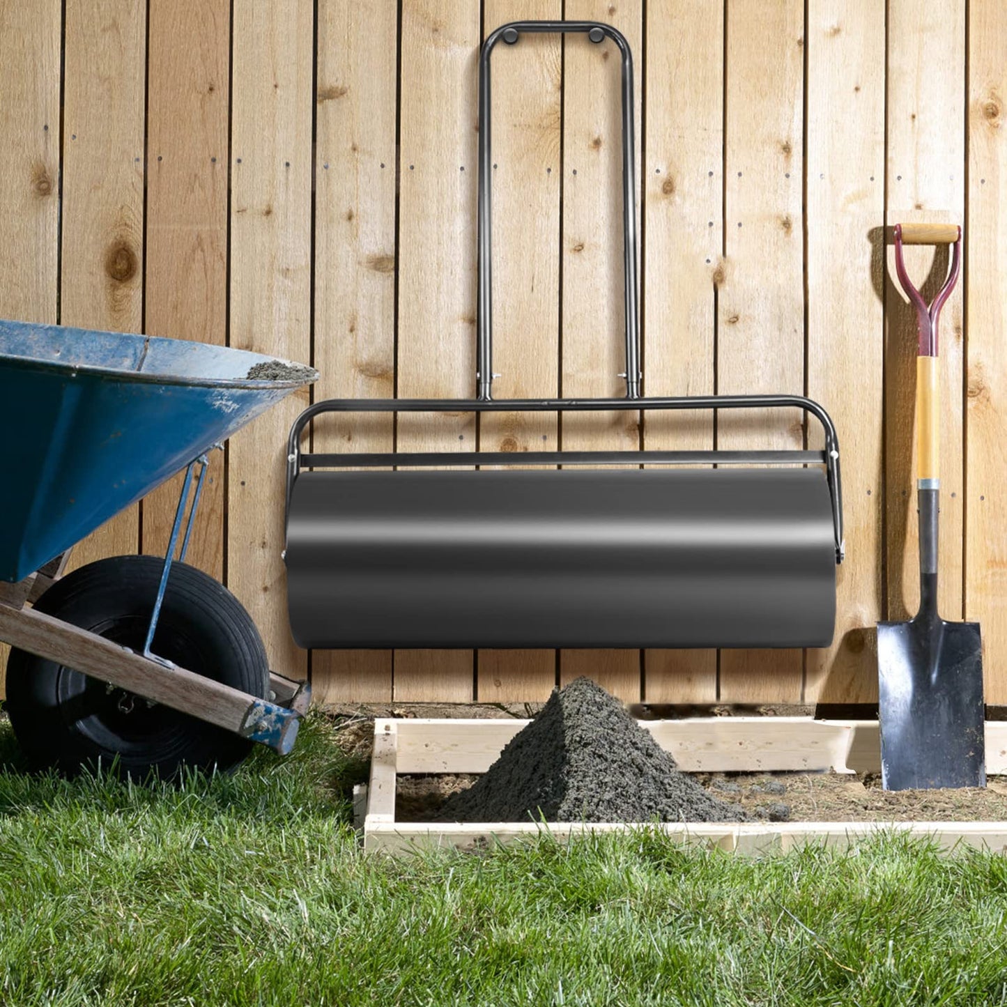24 Inch Steel Lawn Roller 13 Gallon Pull and Push Yard Roller