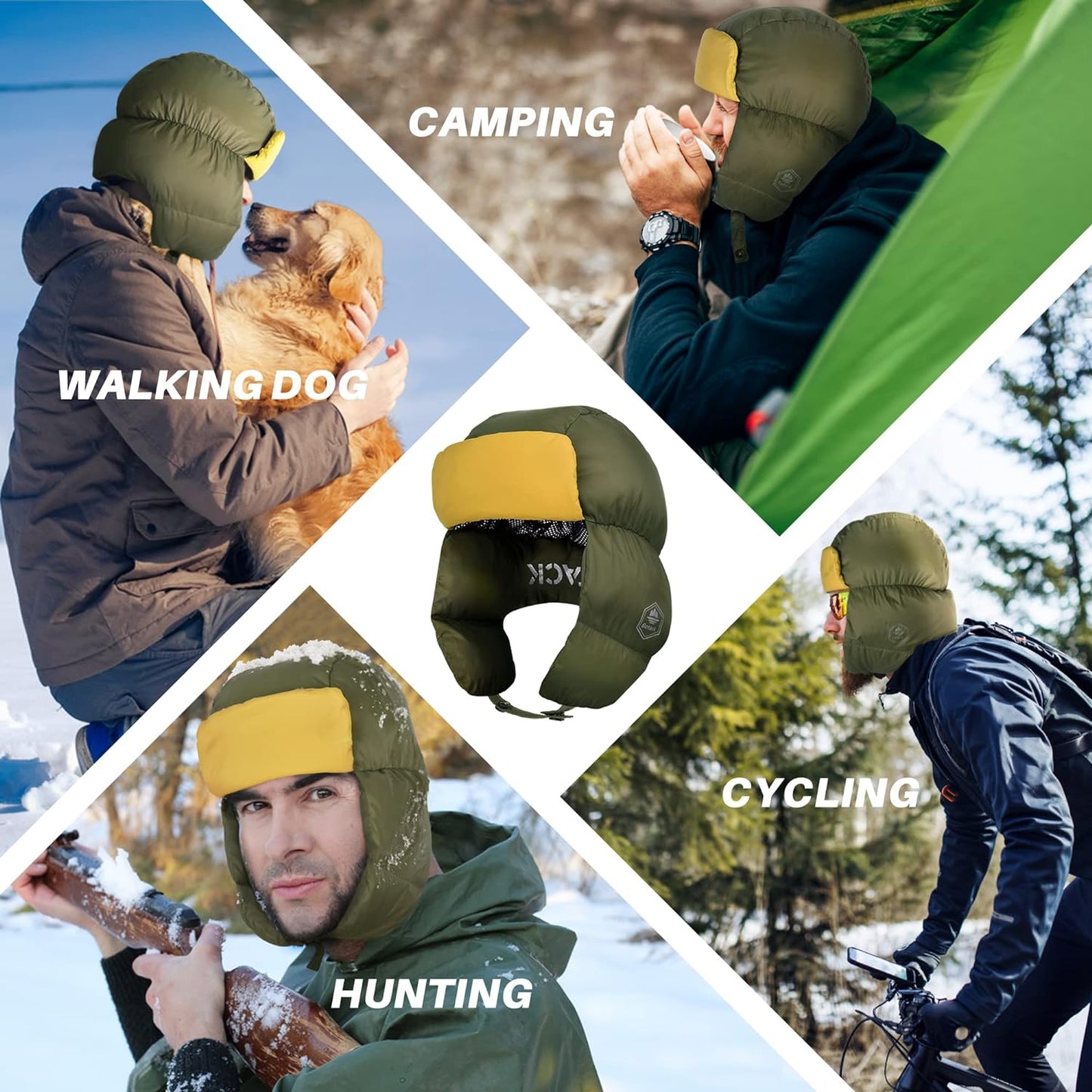 Stay Cozy in Extreme Cold: Men's Duck Down Trapper Hat with Waterproof & Windproof Features for Winter Hunting, Camping & Motorcycling