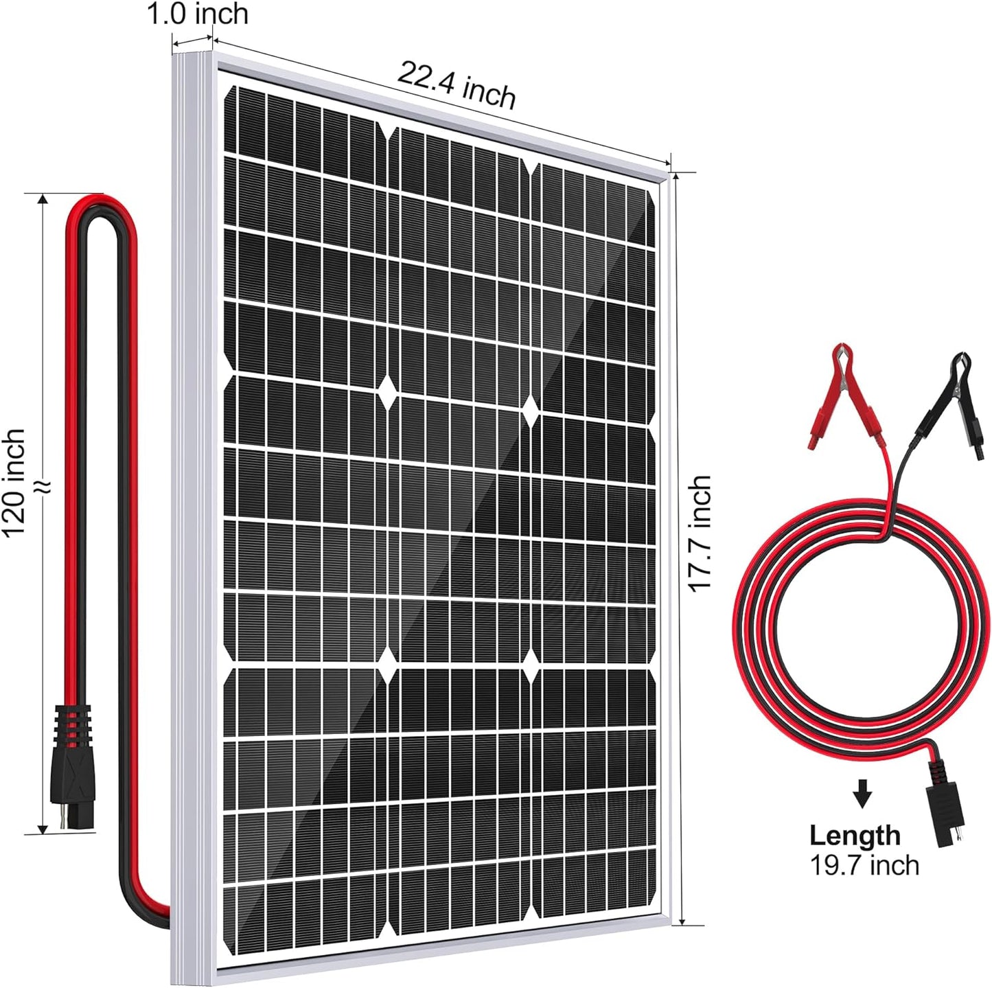 High-Efficiency 50W 12V Monocrystalline Solar Panel Charger for Outdoor Use