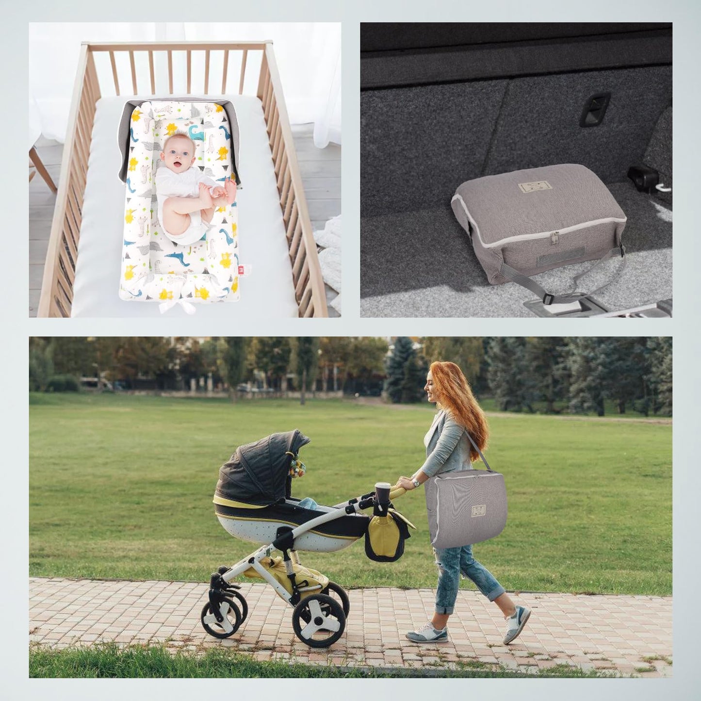 Portable Baby Lounger Nest, Adjustable Newborn Lounger 0-24 Months, Dinosaur Print Breathable Cotton