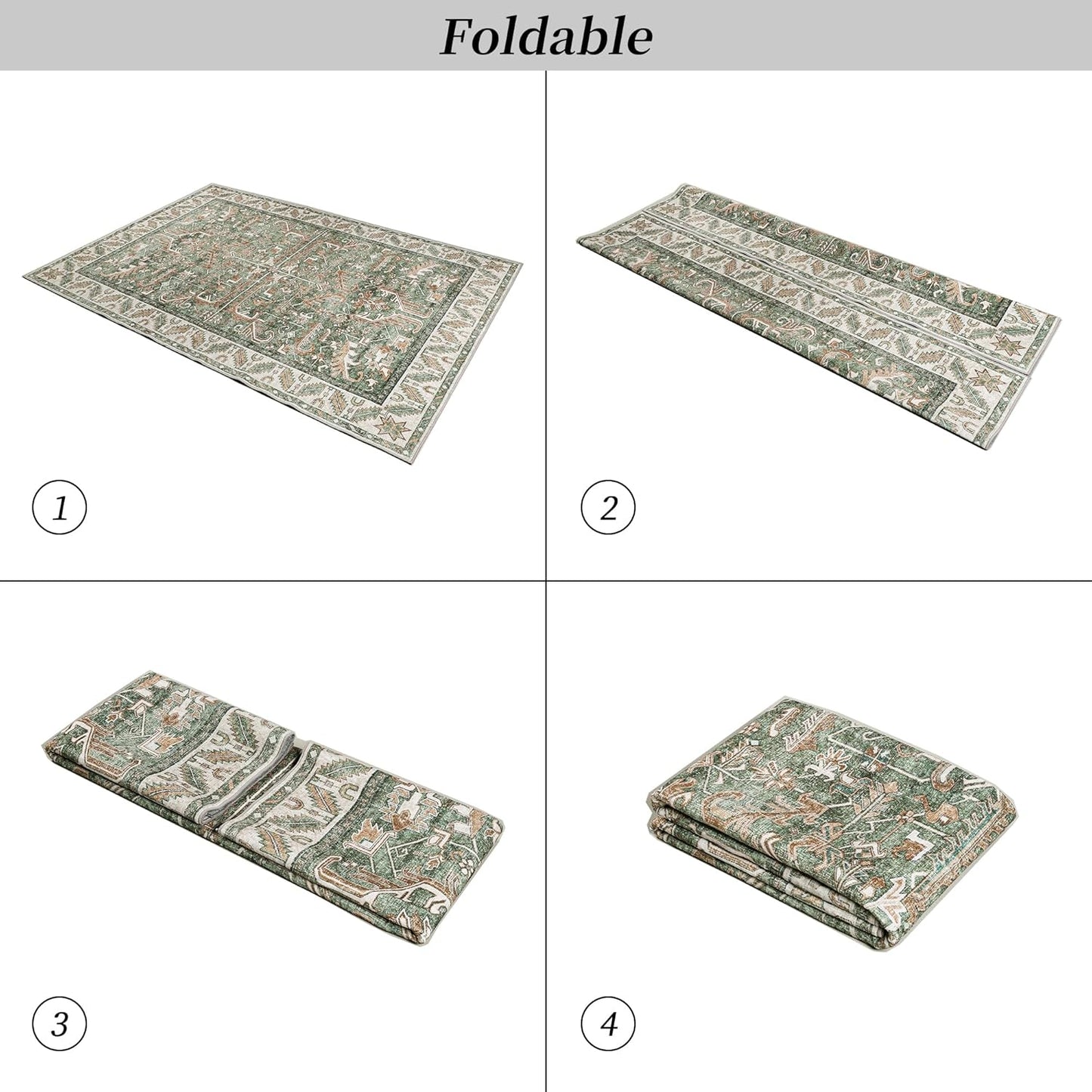 Green 8'x10' Washable Area Rug: Durable & Stain Resistant for Homes
