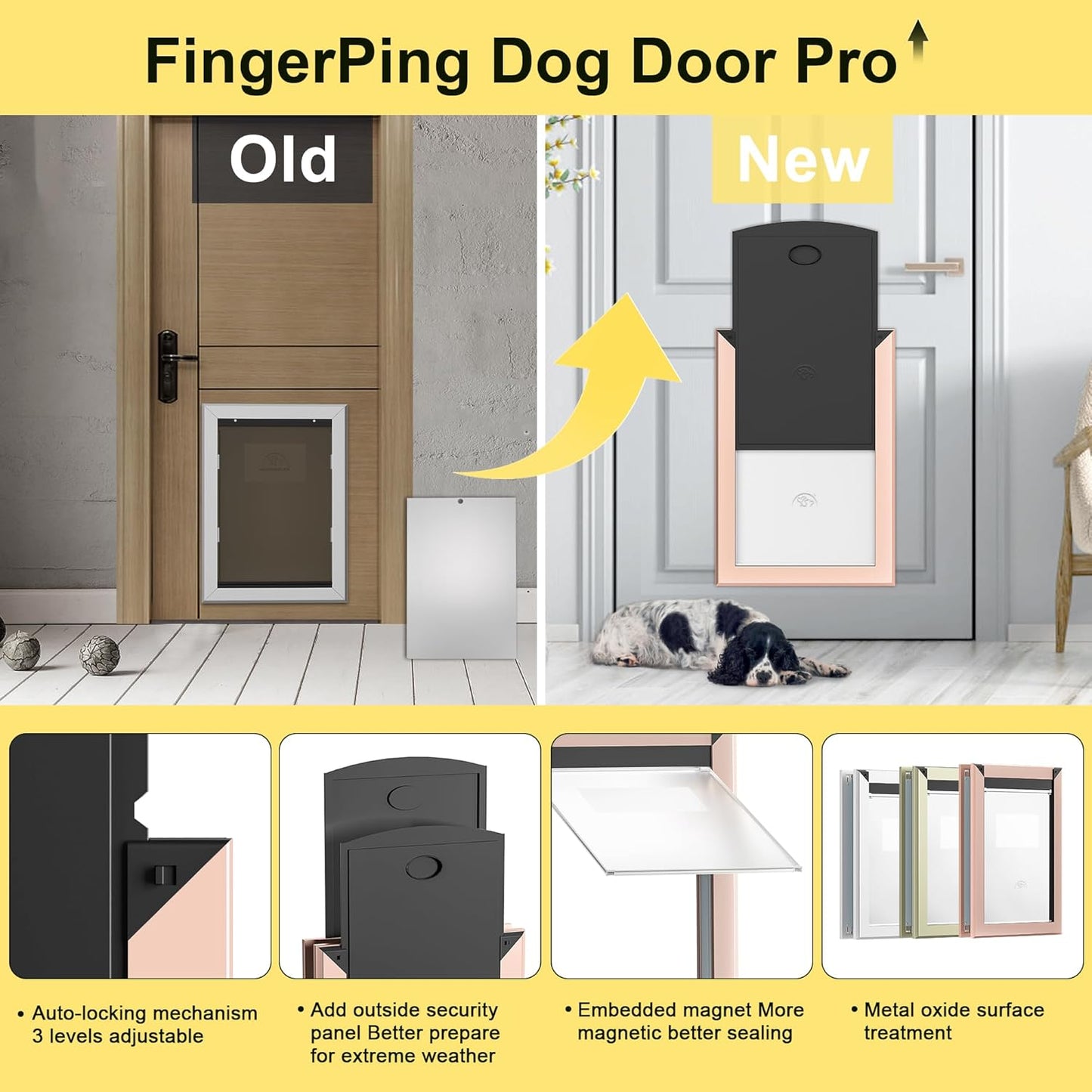 Size M Weatherproof Aluminum Dog Door with Energy-Efficient Double Lock and Easy Install Features