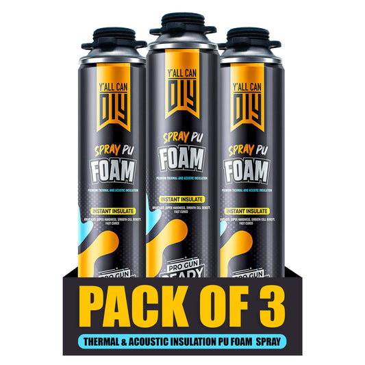 Closed Cell Expanding Spray Foam Insulation, 25.3 fl oz (750 ml) - 3 Pack, for Thermal and Soundproofing, Gaps and Cracks Sealer (No Gun Included)