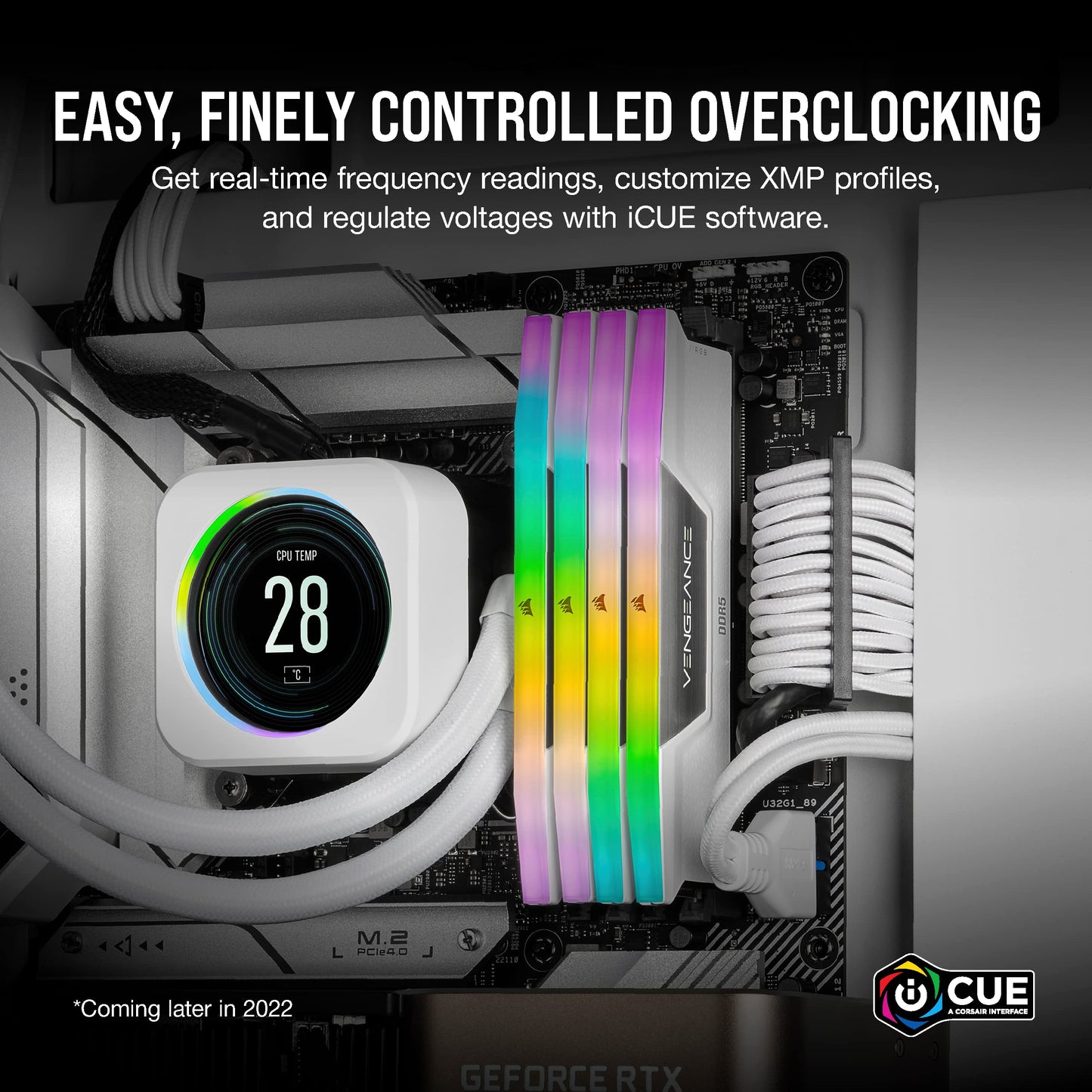 CORSAIR Vengeance RGB DDR5 RAM 32GB (2x16GB) 6000MHz CL36 Intel XMP 3.0 Desktop Memory - White (CMH32GX5M2E6000C36W)