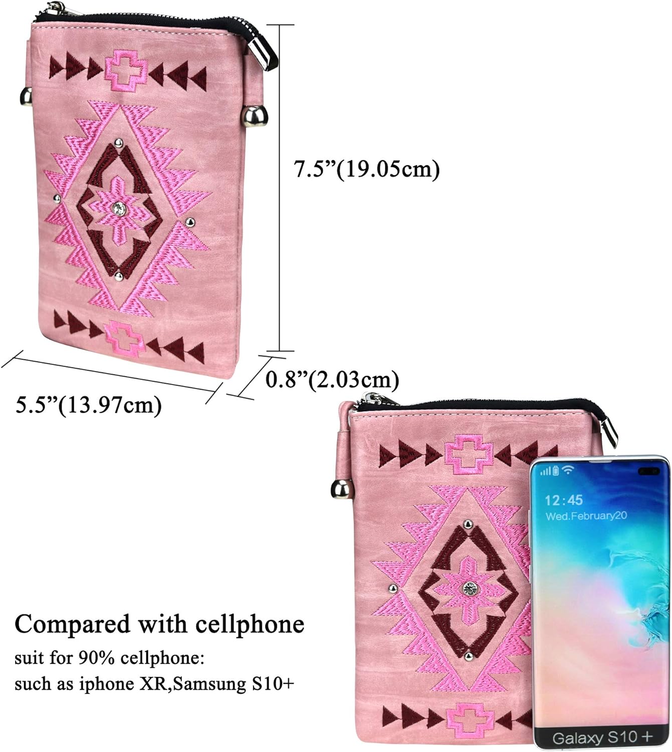 Trendy Pink Fringe Crossbody Purse for Women: Western Vegan Leather Cell Phone Bag