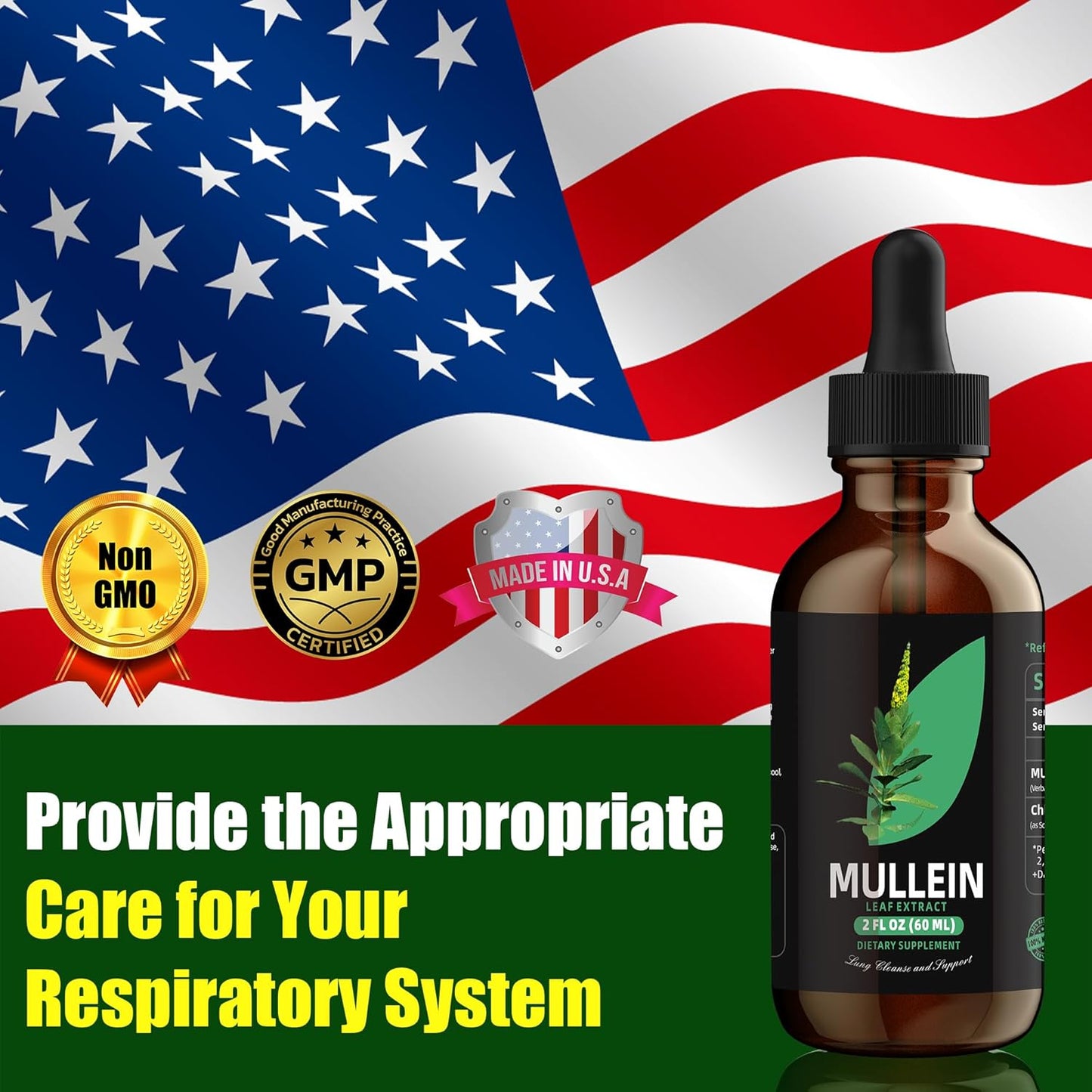 Mullein Leaf Extract for Healthy Breathing - Natural Supplement for Lung Cleanse & Respiratory Function - 60ml