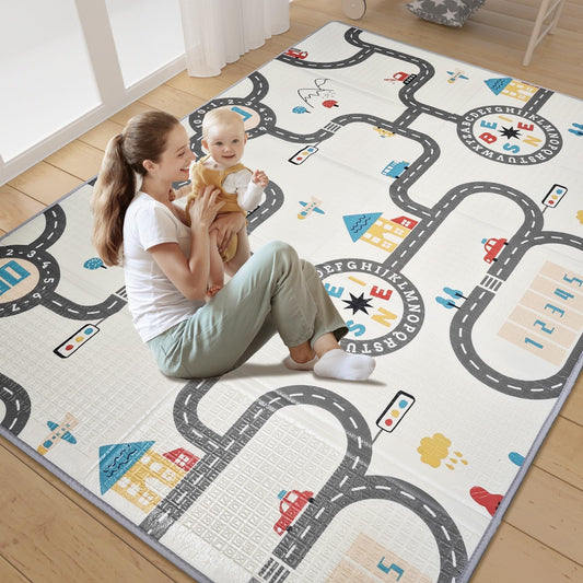 Baby Play Mat 79 x 59 in (200 x 150 cm), Foldable Waterproof XPE Foam Crawling Mat for Babies & Toddlers, Reversible Non-Toxic Tummy Time Play Area