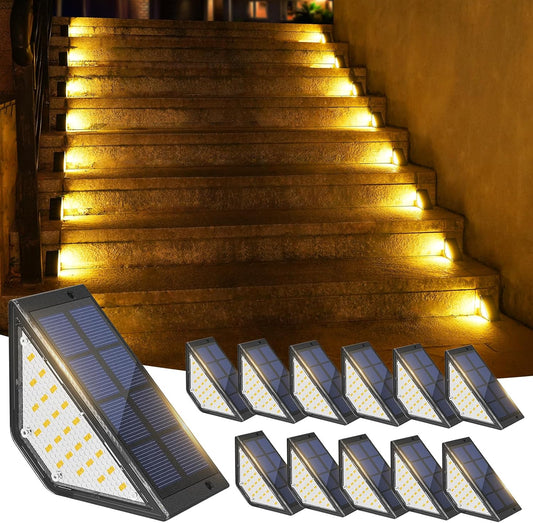 12-Pack Solar Outdoor Stair Lights: Durable, Waterproof, & Easy Install