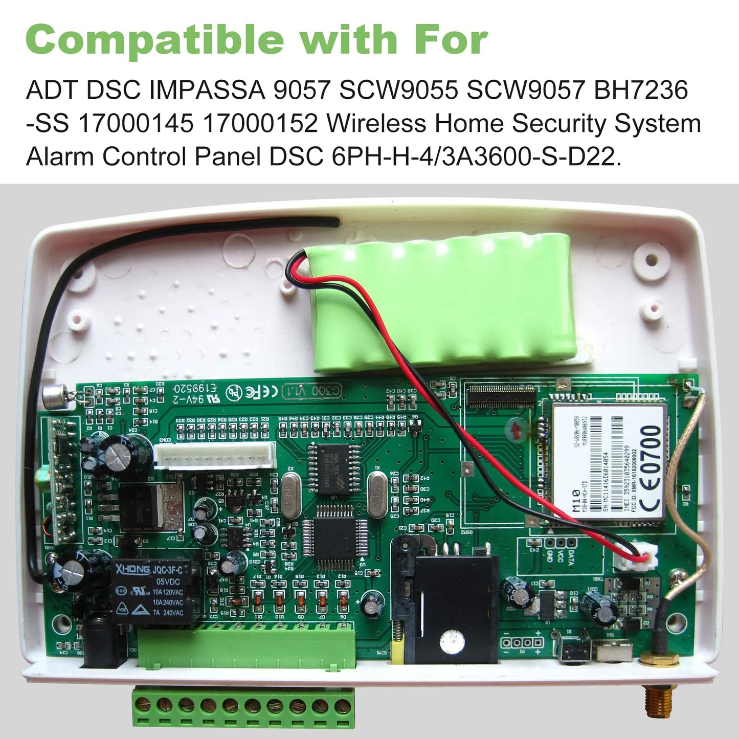 DSC IMPASSA 9057 Replacement Battery for ADT SCW9055 SCW9057 Alarm Systems 7.2V 28.8Wh