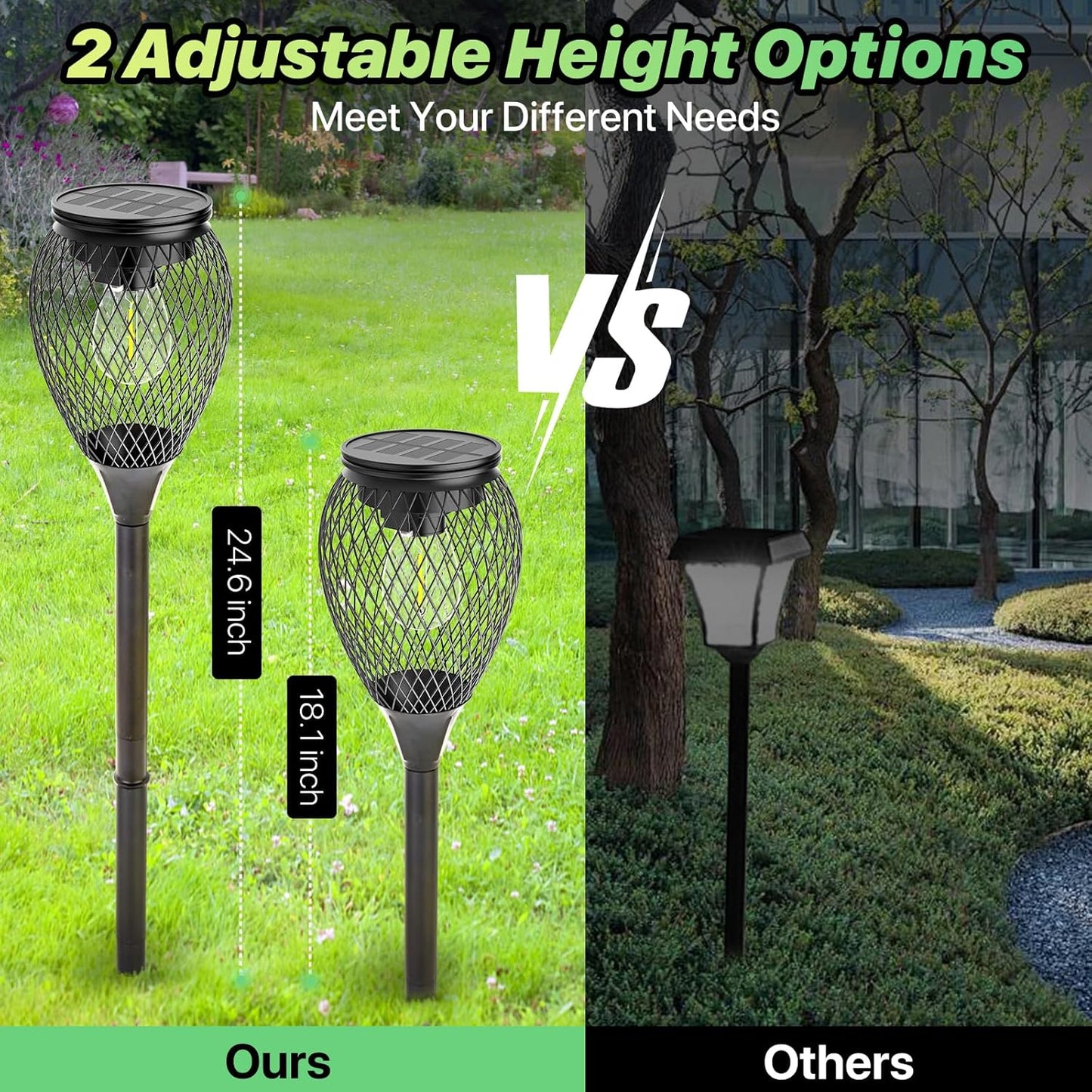 Solar Pathway Lights 4 Pack - Outdoor IP65 Waterproof with Auto On/Off, Warm White