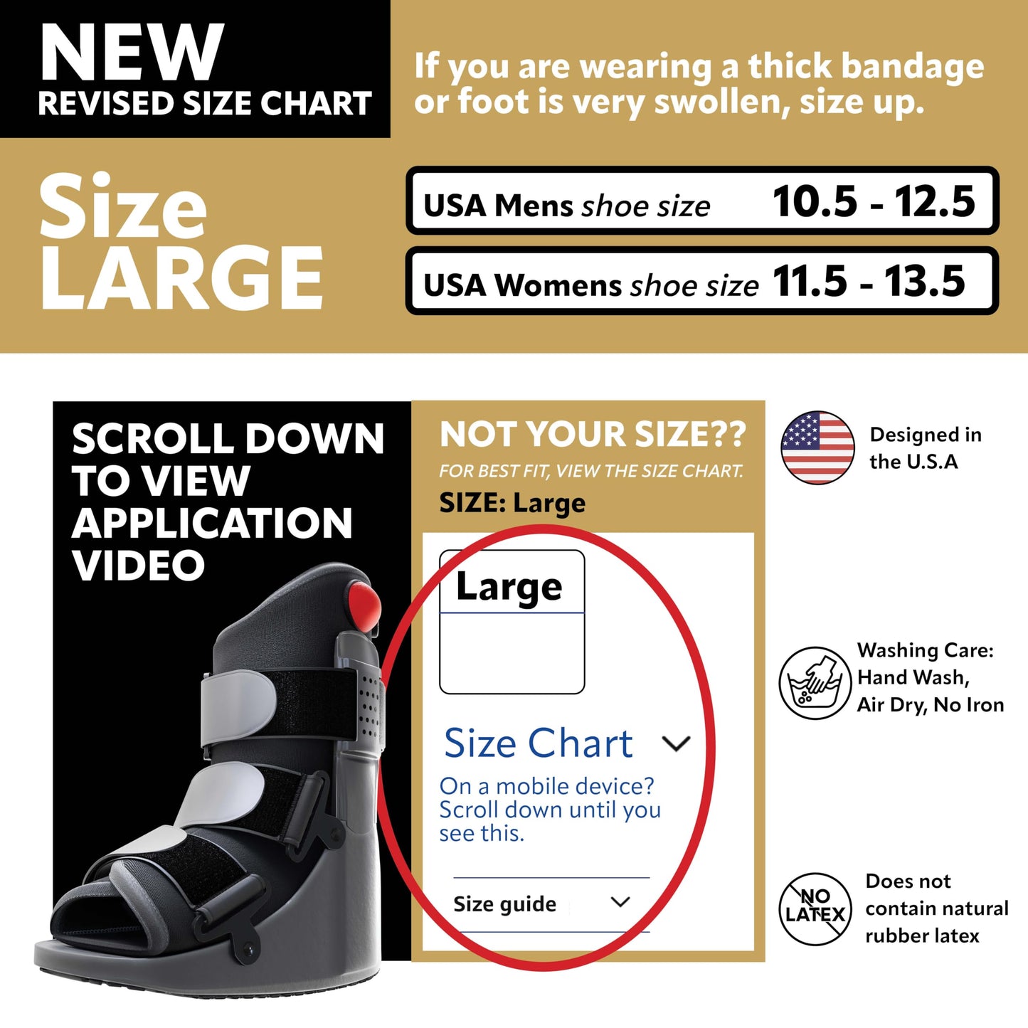 Side Pump Fracture Boot - Medical Grade Air Cam Walker for Sprains and Post-Op Recovery - Large