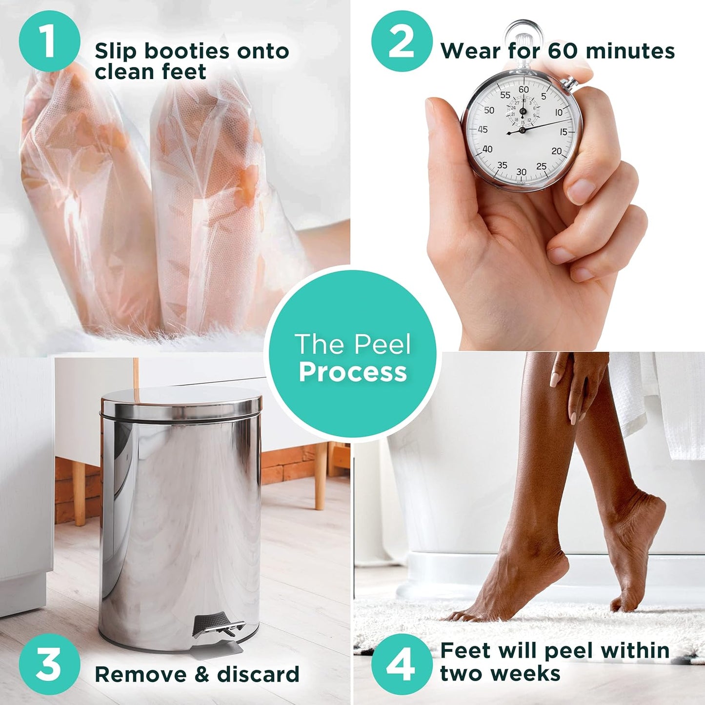 2 Pairs Coconut Foot Peel Mask - Smooth Soft Feet Natural Exfoliating Treatment