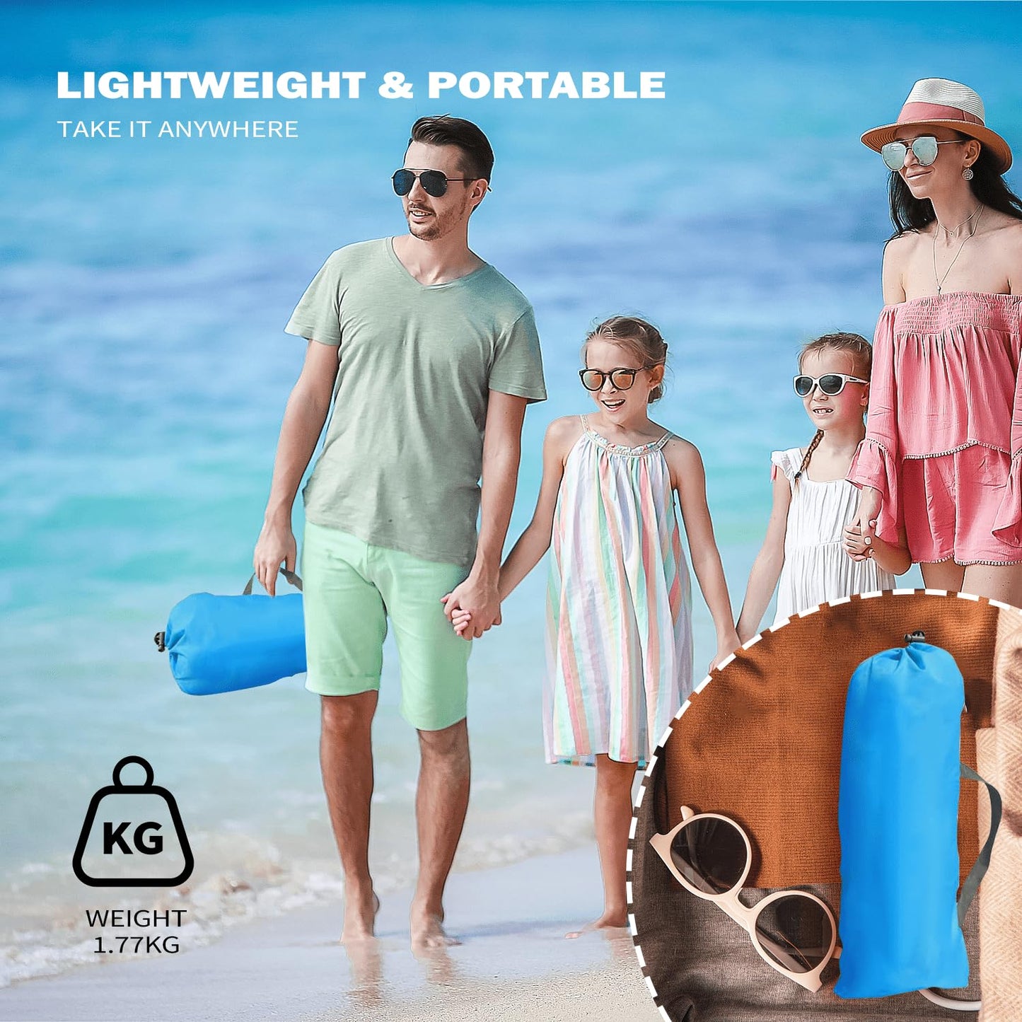 Beach Tent for 3-4 People, UPF50+ Sun Shelter, 3-Way Ventilation Mesh Windows, 8.0mm Fiberglass Poles, Sandbags & Stakes, 83 x 55 x 46 in, Blue