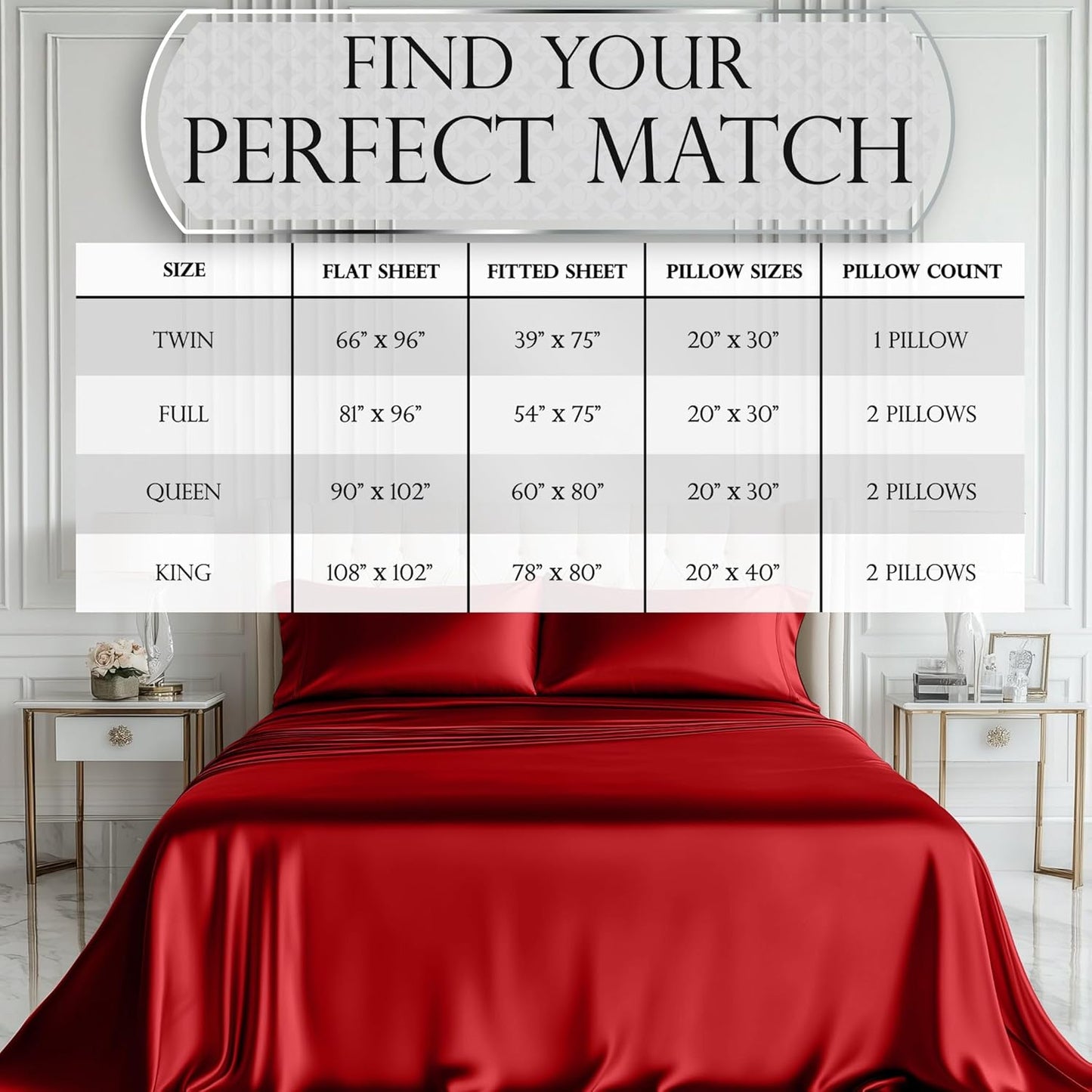 Luxurious Twin Satin Sheet Set 3 Pcs, Deep Pocket - Perfect for a Comfortable Sleep